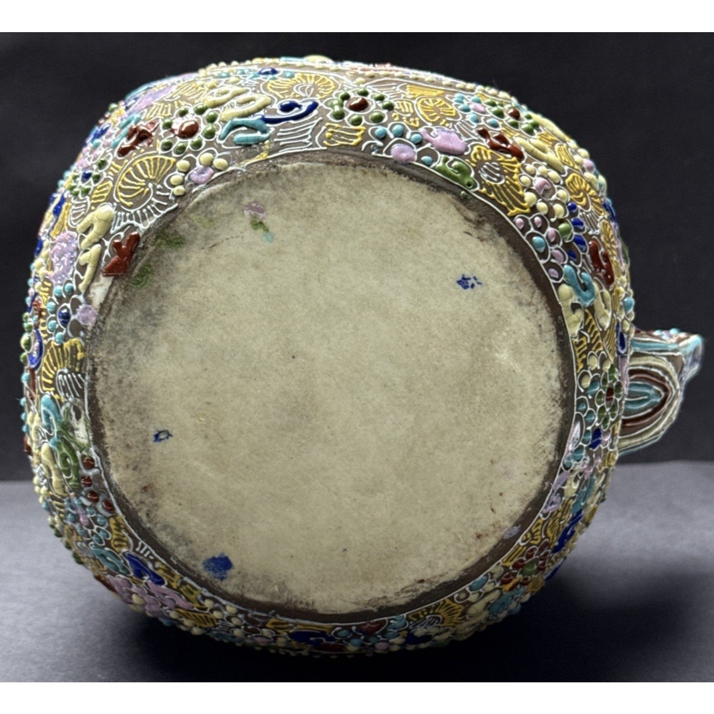 Antique Japanese Satsuma Teapot Beaded Moriage Ornate As-Is No Lid