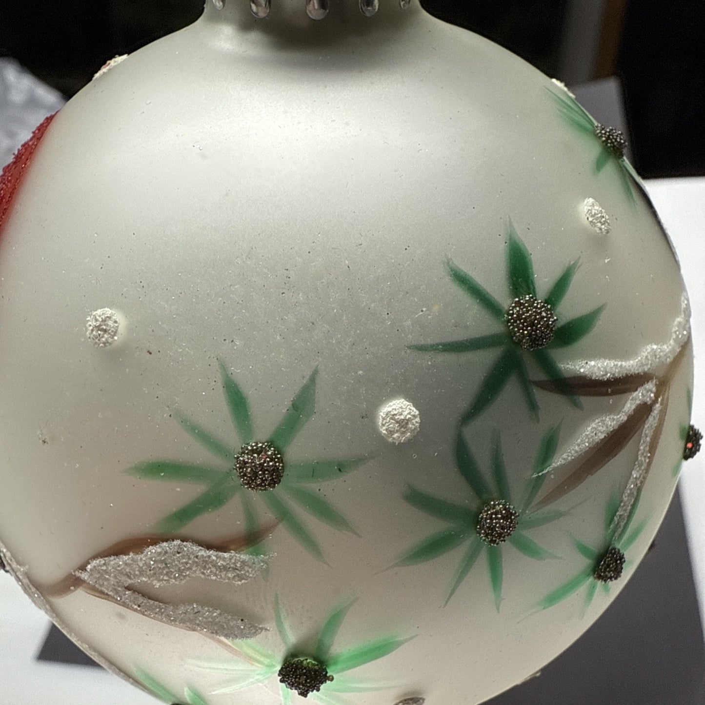 Sterling Inc Blown Mercury Glass Hand Painted Christmas Ornament Cardinals Box