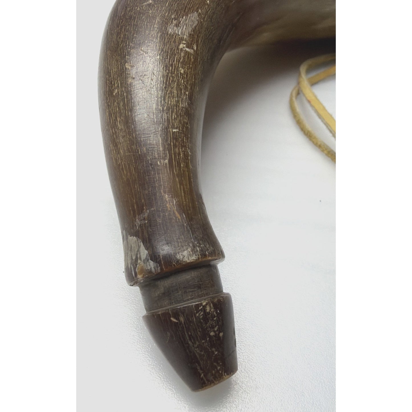Old Primitive Powder Horn Powder Flask Wood Dome No Plug As Is