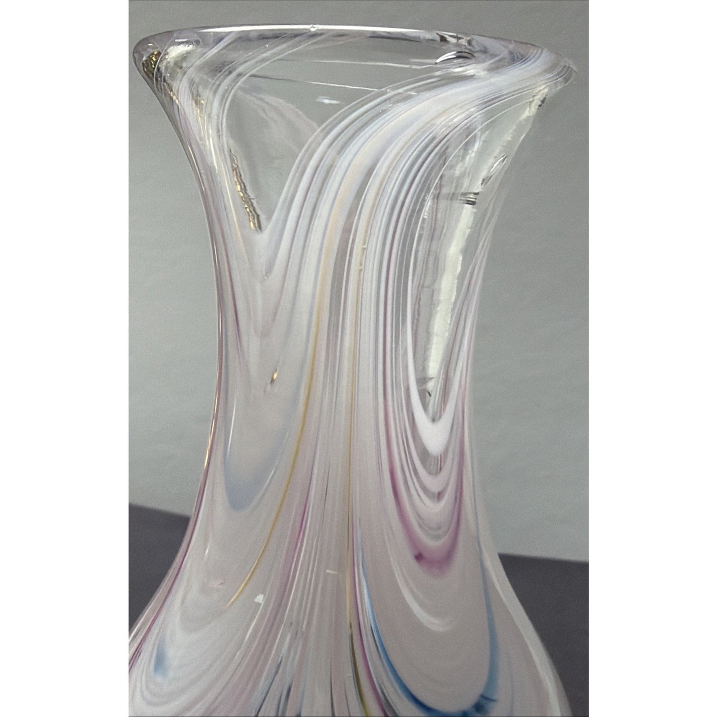 Adrian Sankey Studio Art Glass Vase Pink White Abstract Hand Blown Sticker