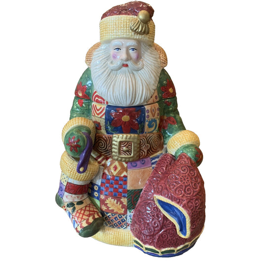 Studio Nova Mikasa Old World Santa Classic Ceramic Cookie Jar Patchwork Quilt