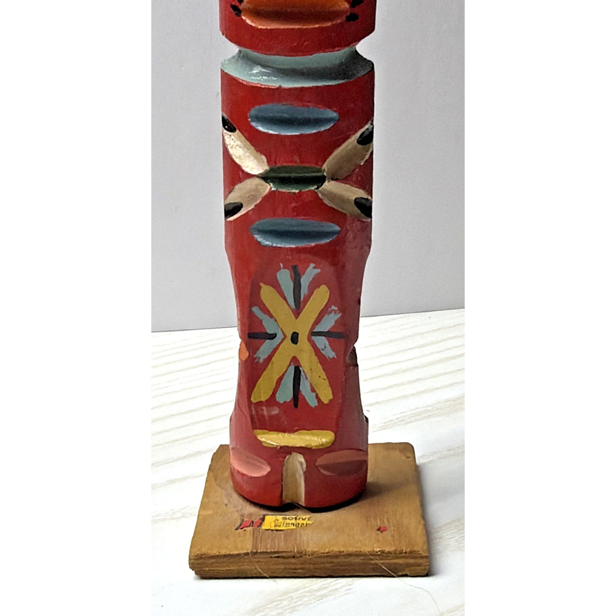 Vintage Native American Wood Carved Totem Pole Hand Painted As Is