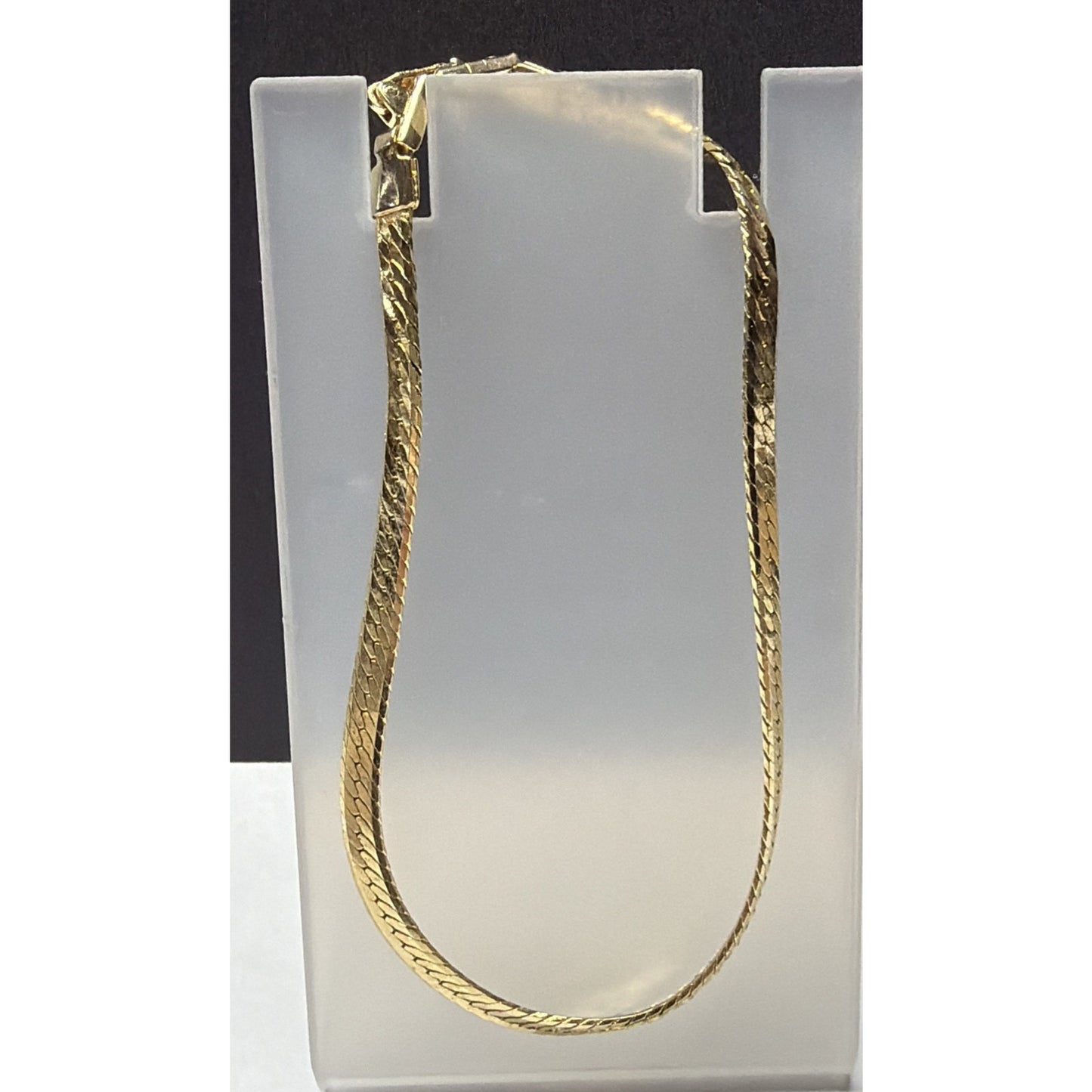 Vintage Gold Plate Herringbone Chain Bracelet Butterfly Clasp As Is