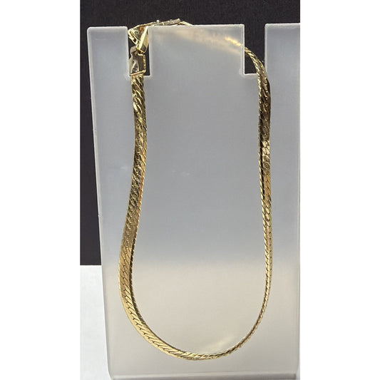 Vintage Gold Plate Herringbone Chain Bracelet Butterfly Clasp As Is