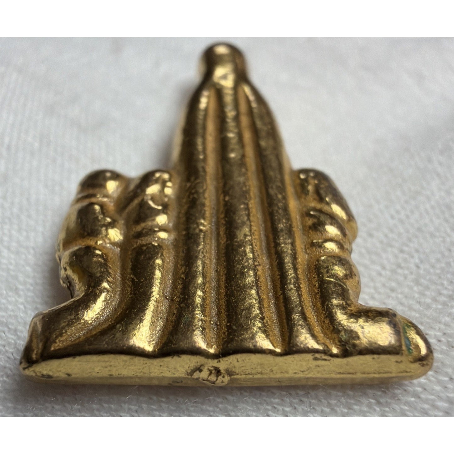 Vintage Catholic Pocket Shrine Our Lady of Fatima Blessed Gold Tone Metal