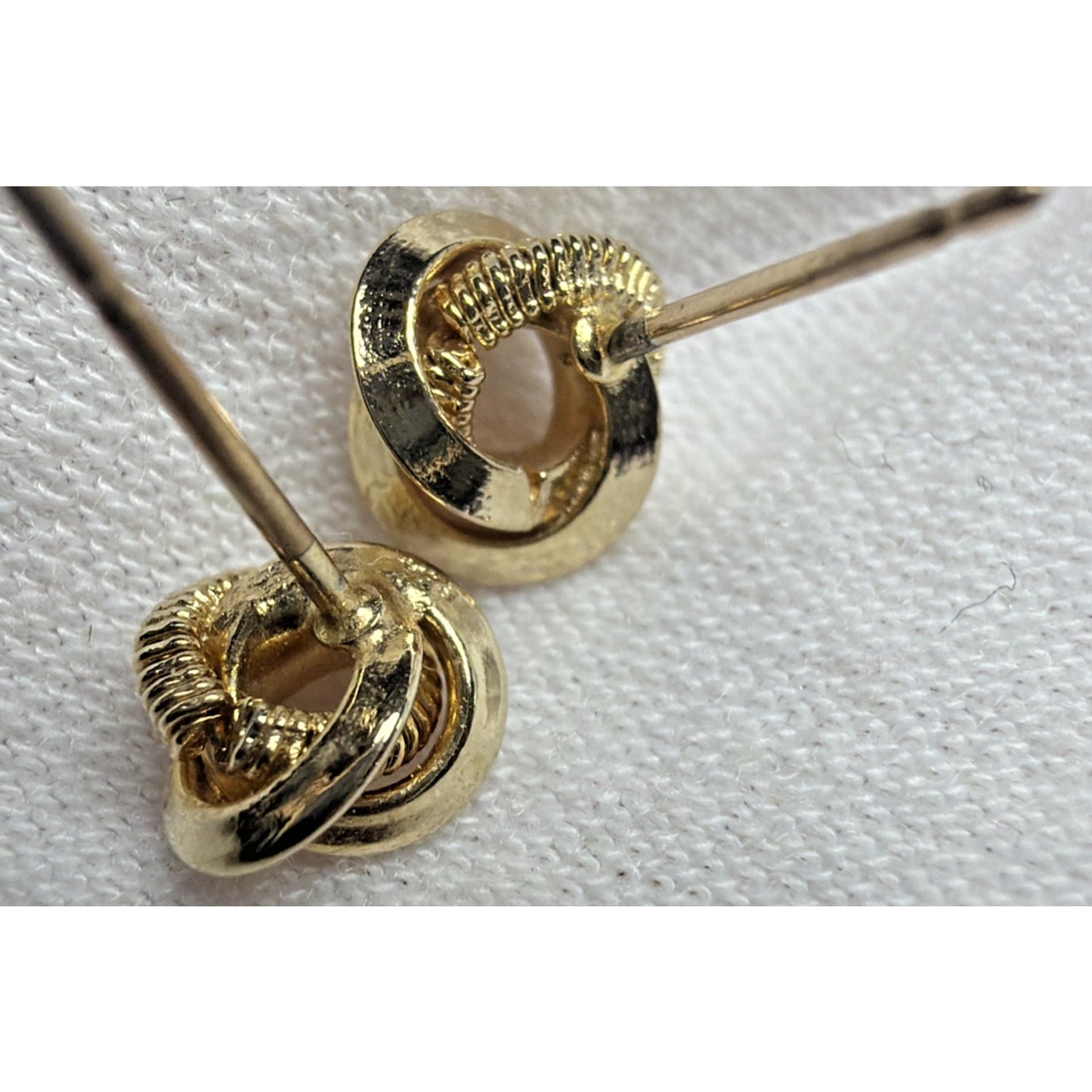 Vintage Gold Plate Love Knot Earrings Textured Smooth Twisted Rope Stud Post