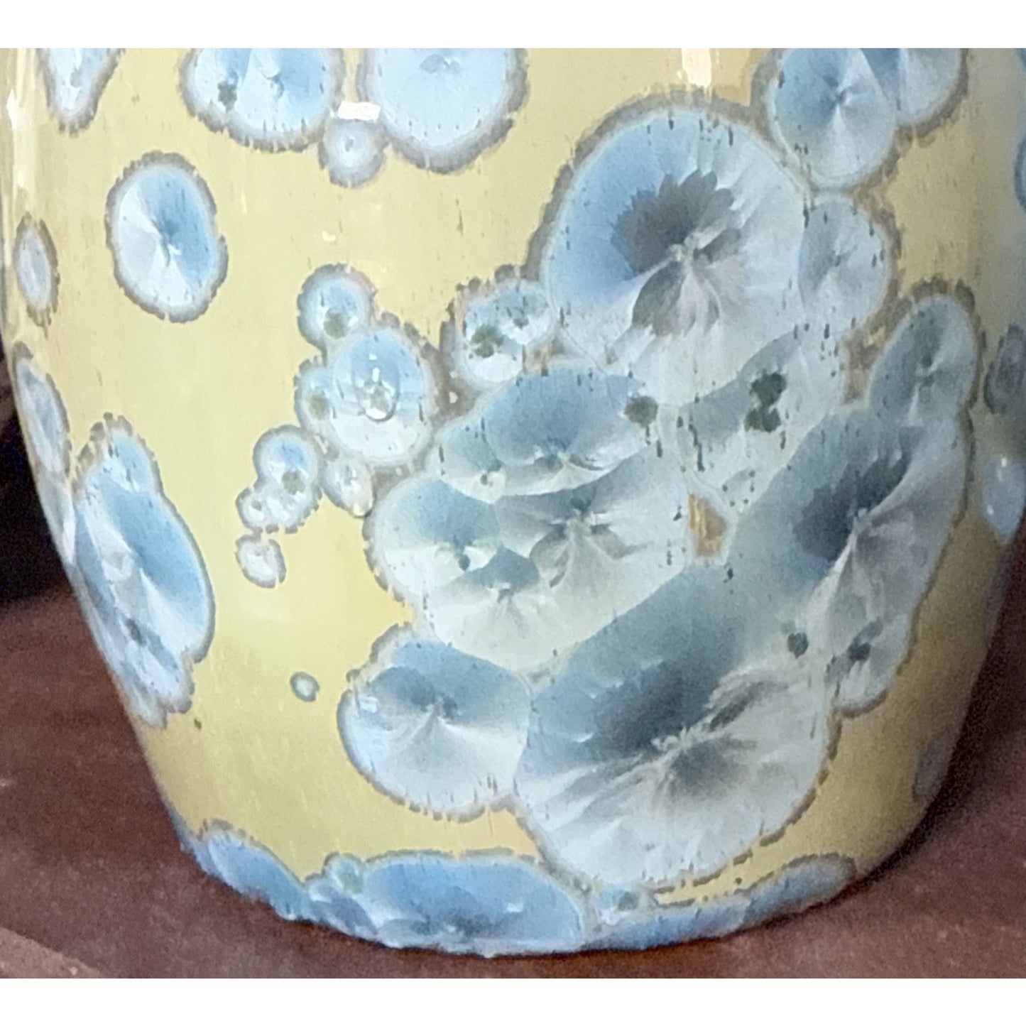 Modern Studio Art Pottery Crystalline Glaze Vase Weed Pot Blue Green As Is