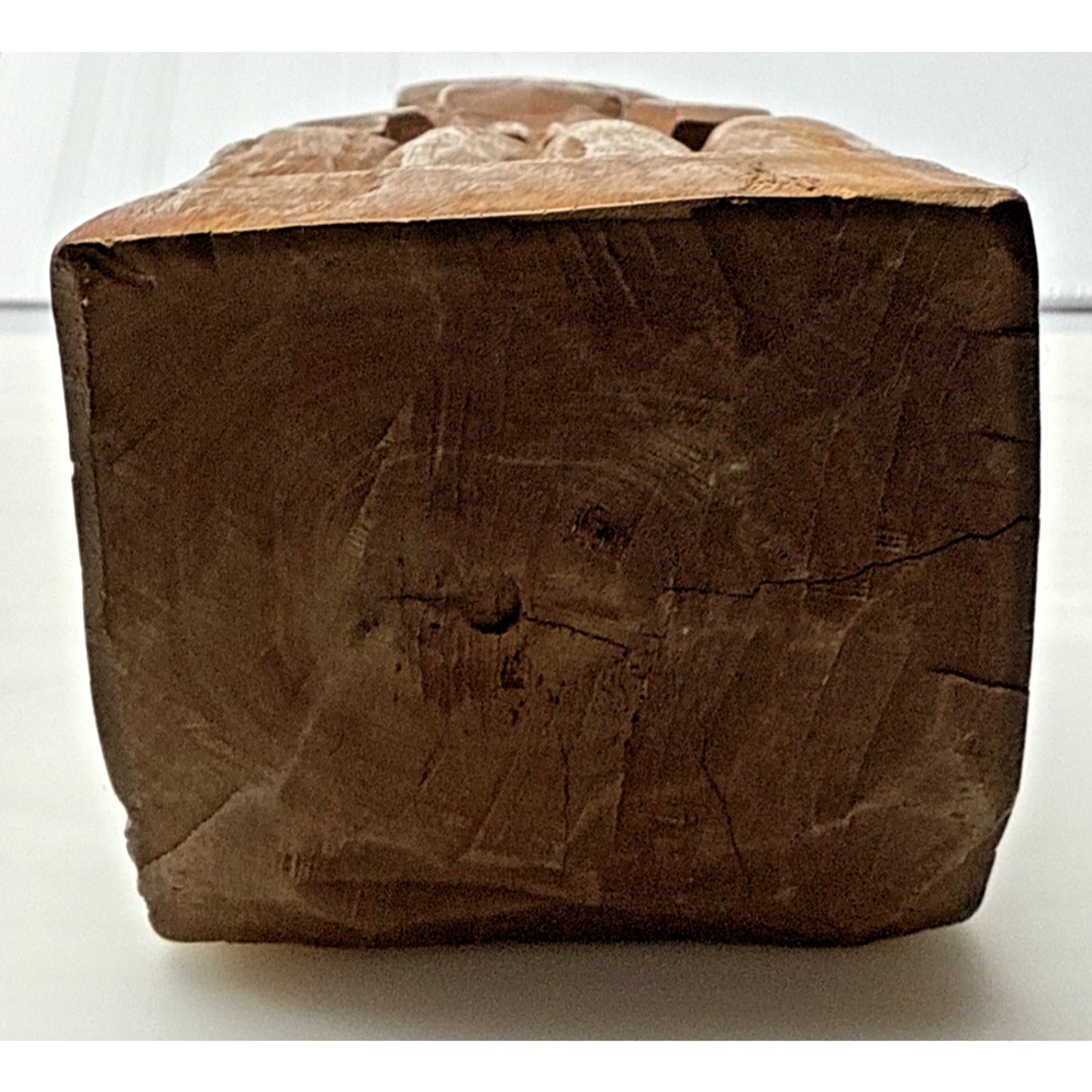 South Pacific Islander Art Wood Hand Carved Tribal Sculpture Shell Eyes As-Is