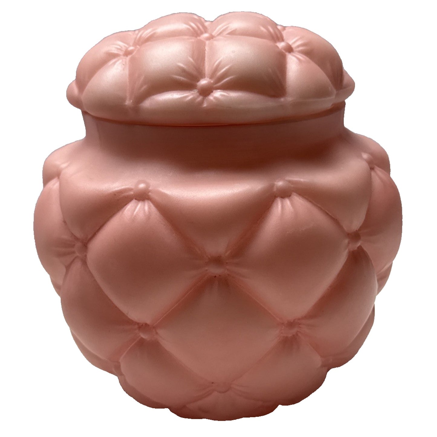 EAPG Consolidated Glass Florette Quilted Mauve Pink Satin Biscuit Cracker Jar