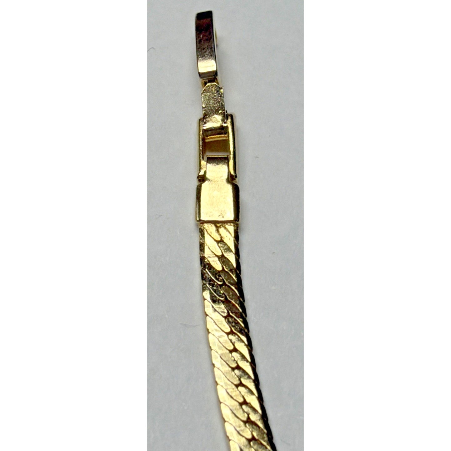 Vintage Gold Plate Herringbone Chain Bracelet Butterfly Clasp As Is