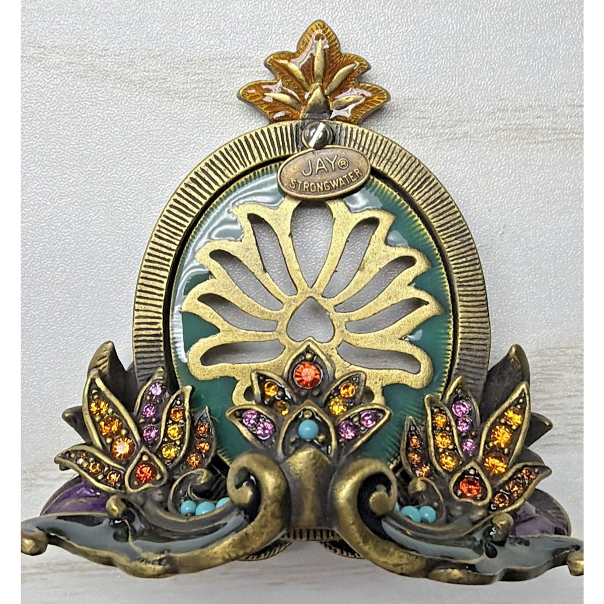 Jay Strongwater Swarovski Crystal Turquoise Enamel Picture Frame Flower 5315