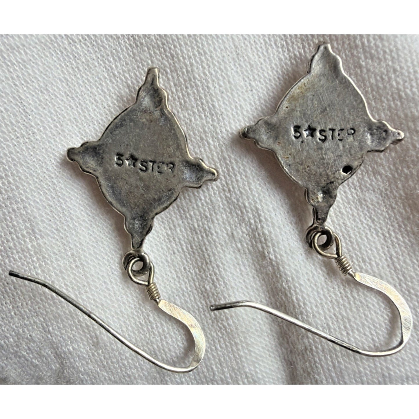 Vintage 5 Star Sterling Silver Southwest Cabochon Lapis Lazuli Dangle Earrings