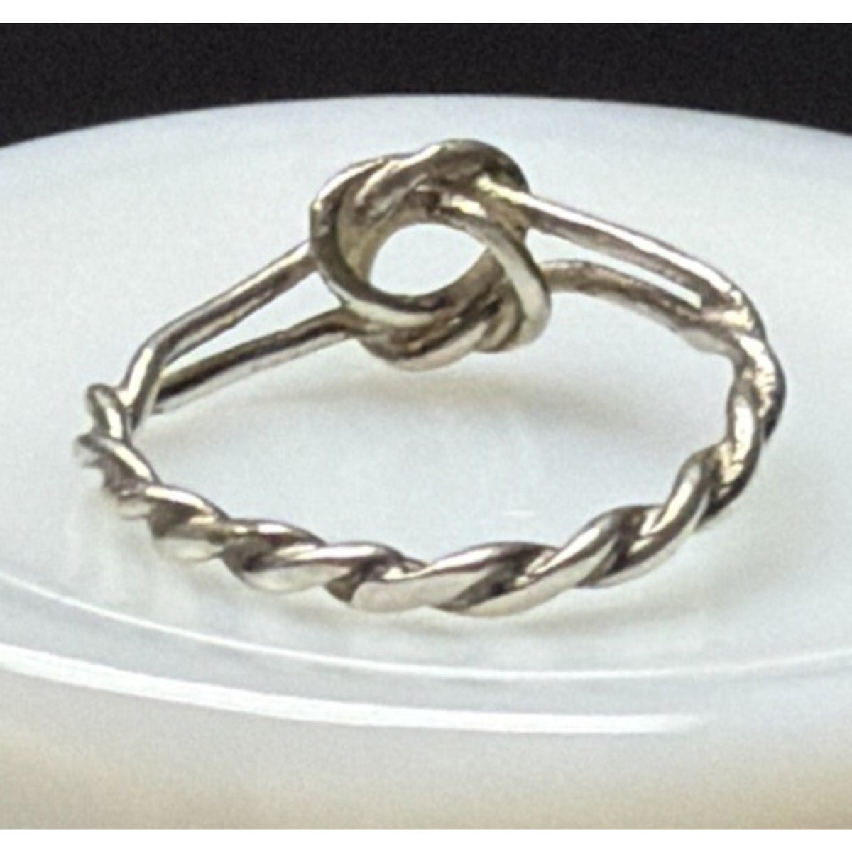 Antique 14k White Gold Twisted Rope Love Knot Ring Sz 4.5 As Is