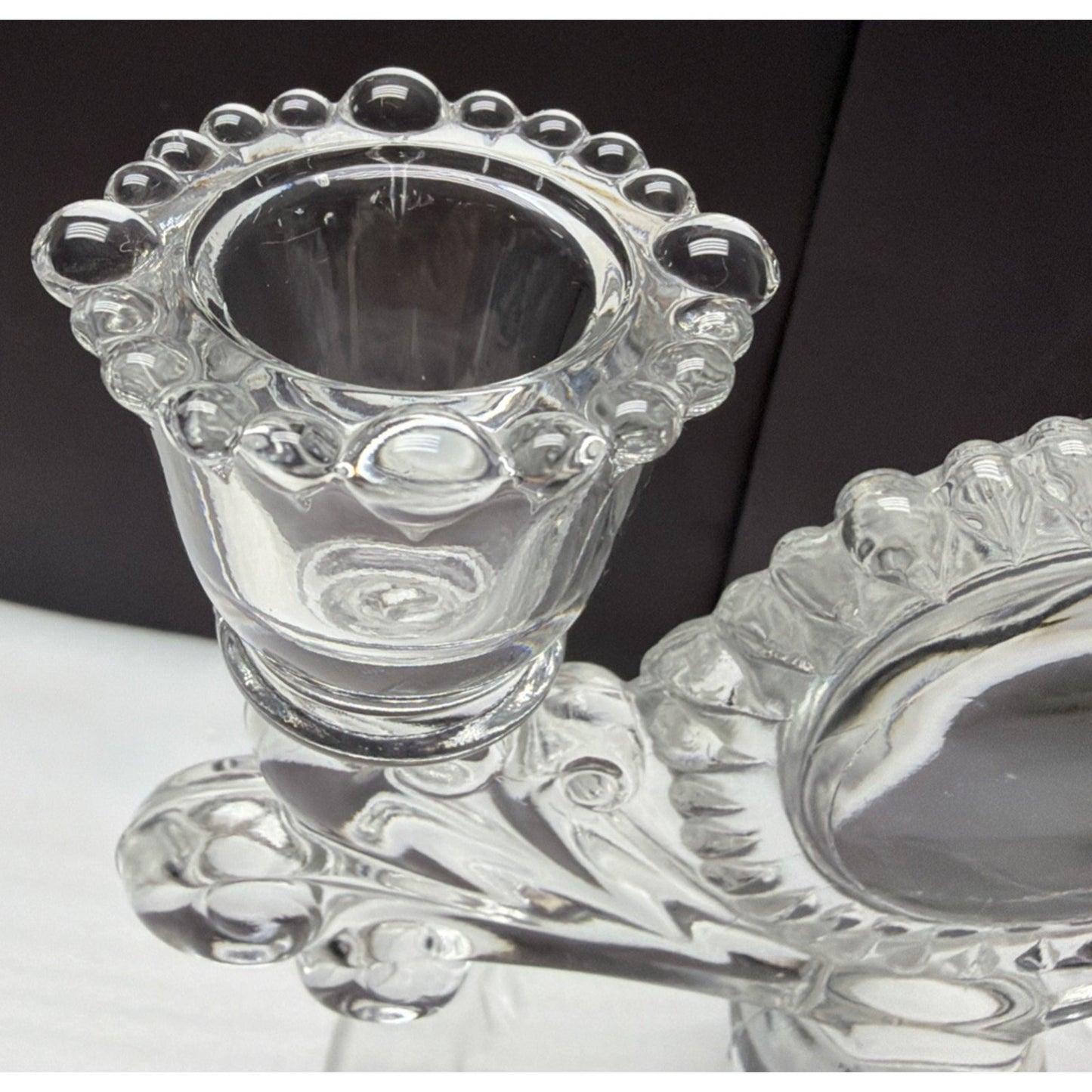 Vtg Lot of 2 Paden City Glass #555 Vermillion Mr B Candle Stick Holders Pillar