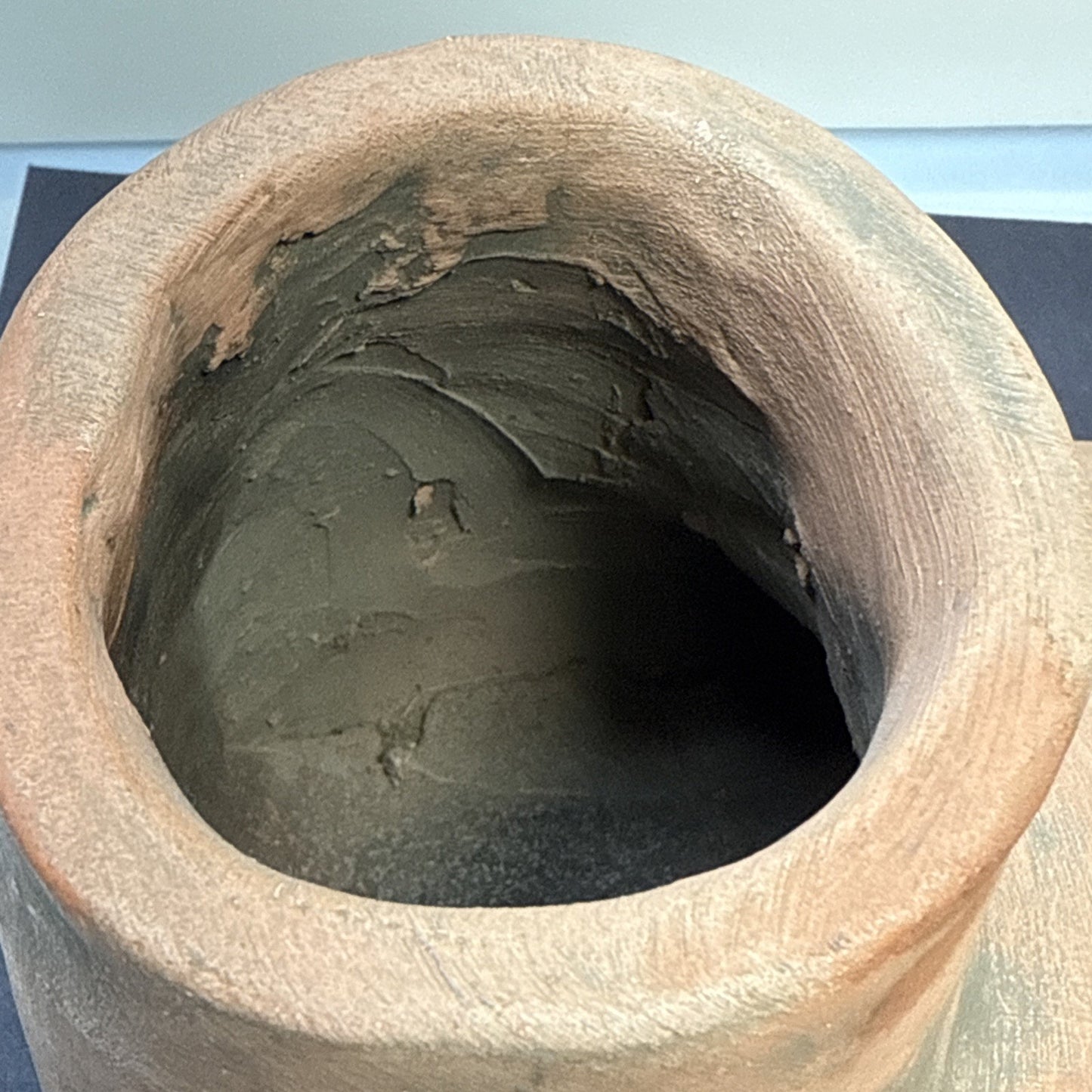 Vintage Mayan Aztec Folk Art Terracotta Clay Water Drum Figural Hide