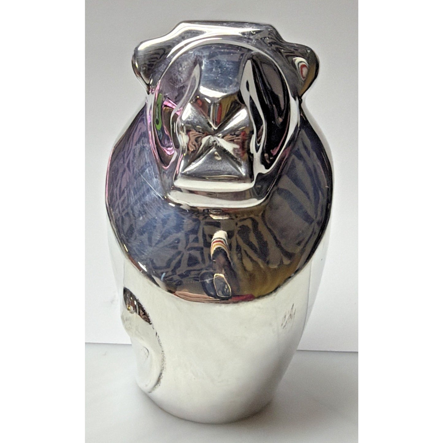 MCM Cast Metal Aluminum Chrome Lion Paperweight Statue Heavy Ornament