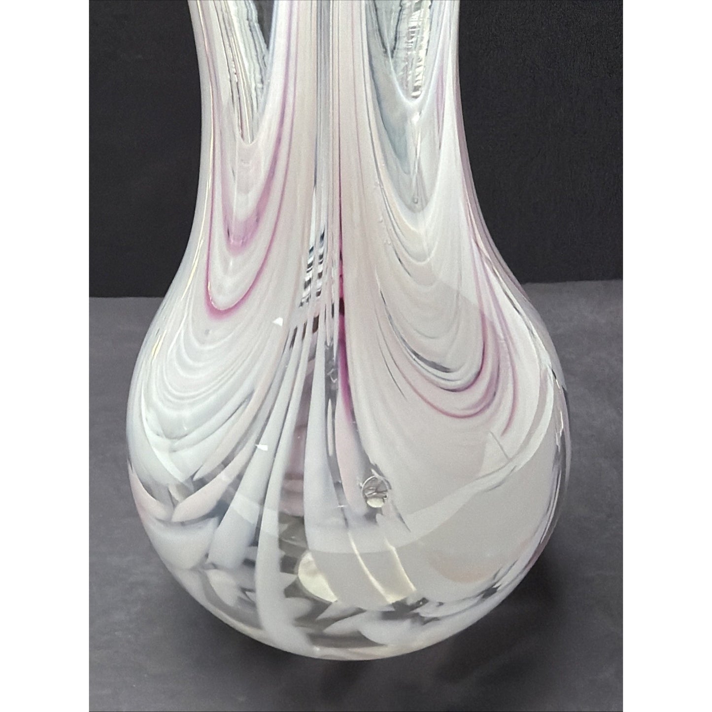 Adrian Sankey Studio Art Glass Vase Pink White Abstract Hand Blown Sticker