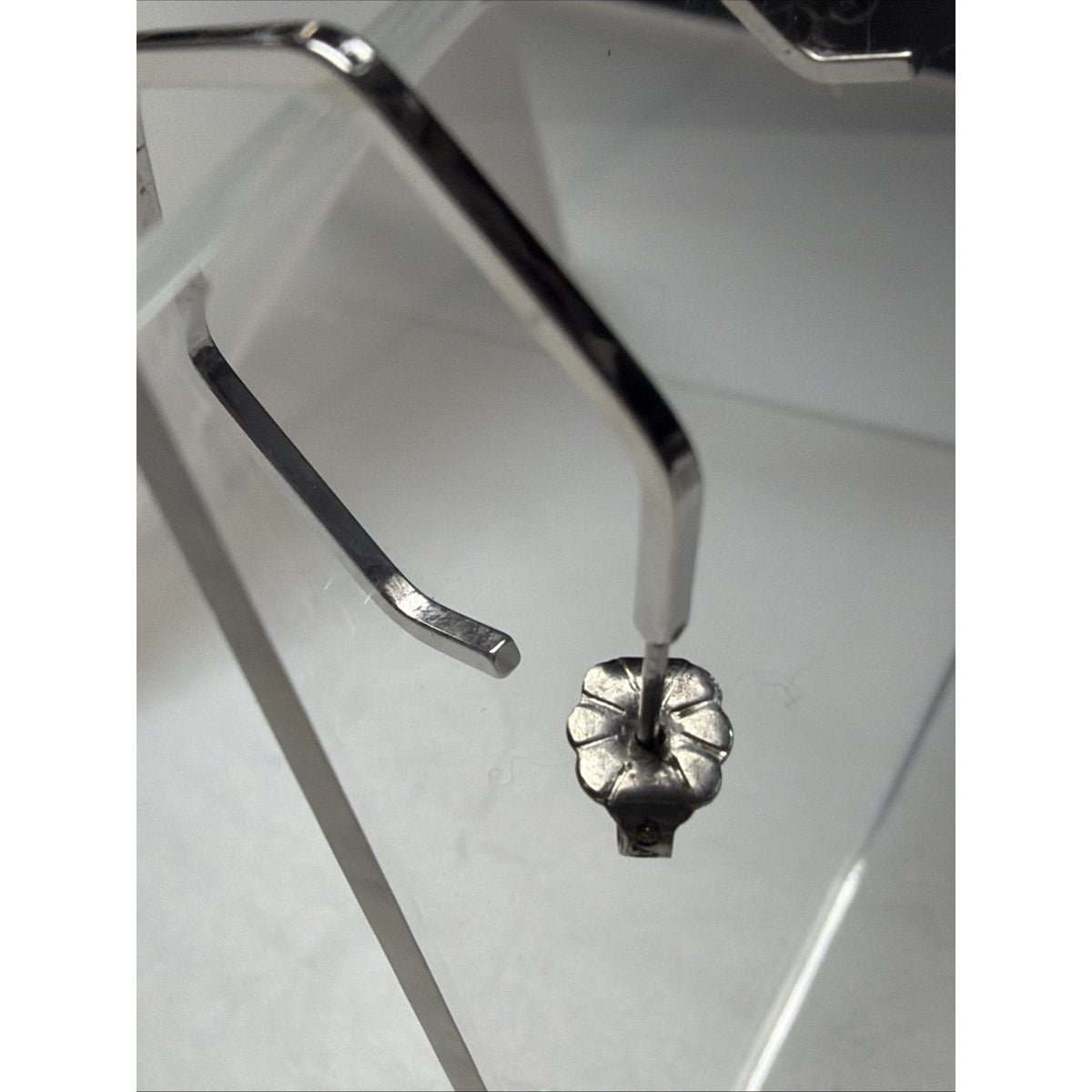 Vintage Avon Sterling Silver Hexagon Hoop Earrings Post