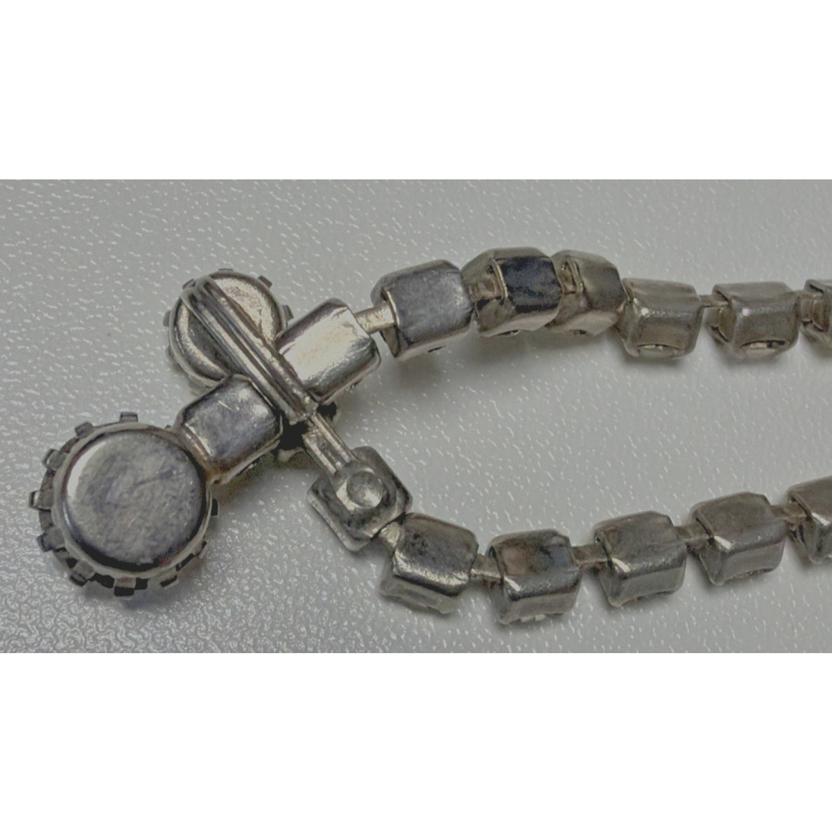 Vtg Rhinestone Tennis Cup Chain Necklace Belt Silver Tone Endless Opera Flapper