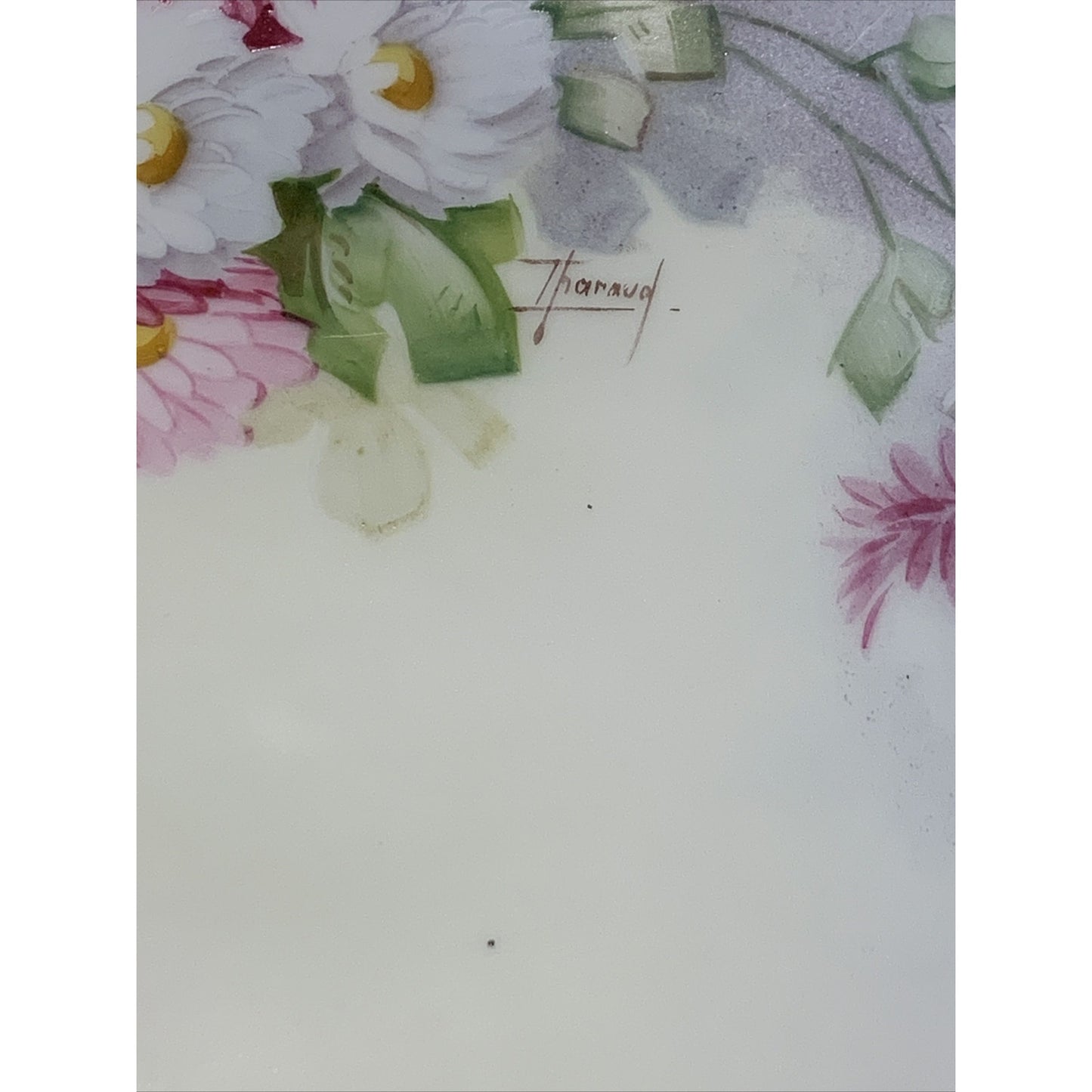 Old GD & Cie Avenir Limoges Hand Painted Plate Floral Gold Rim Signed Tharaud