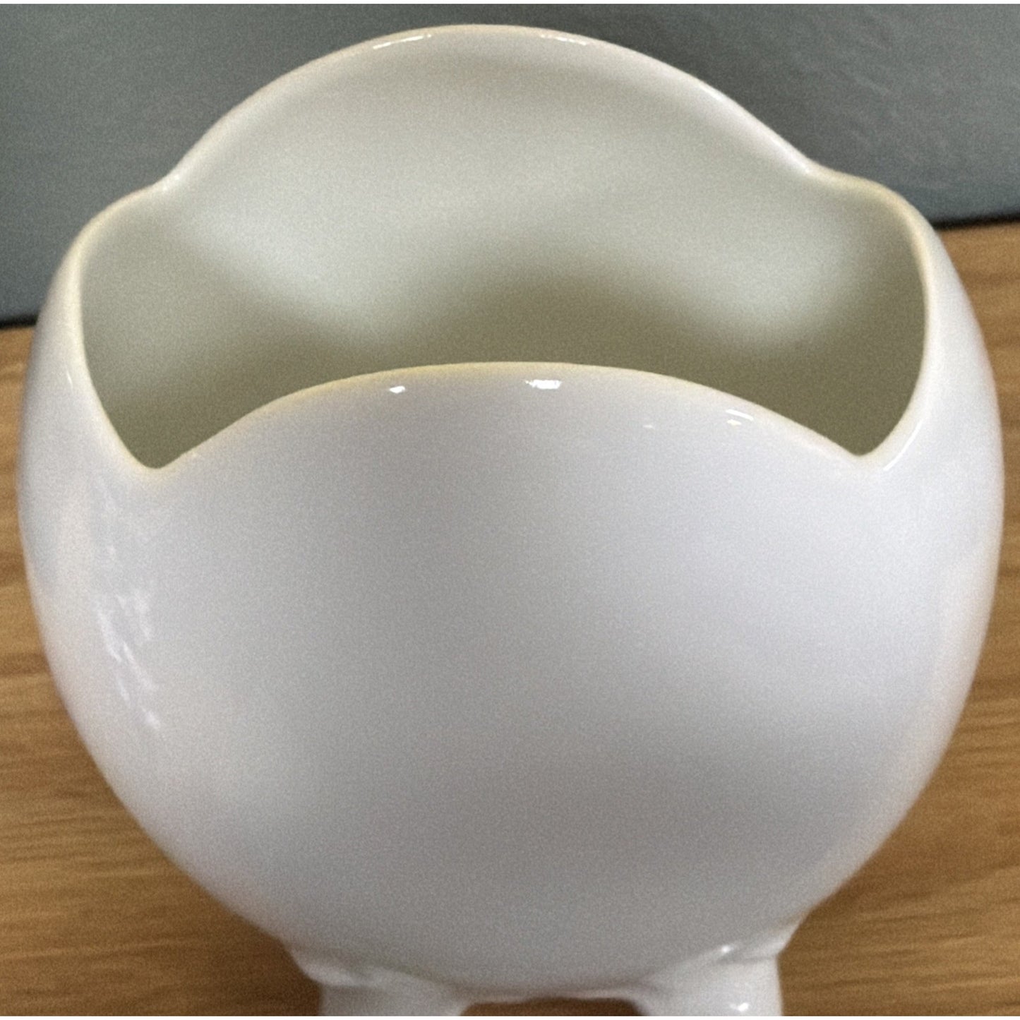 Vintage PM Bavaria Germany White Porcelain Vase Spooner Embossed Scalloped