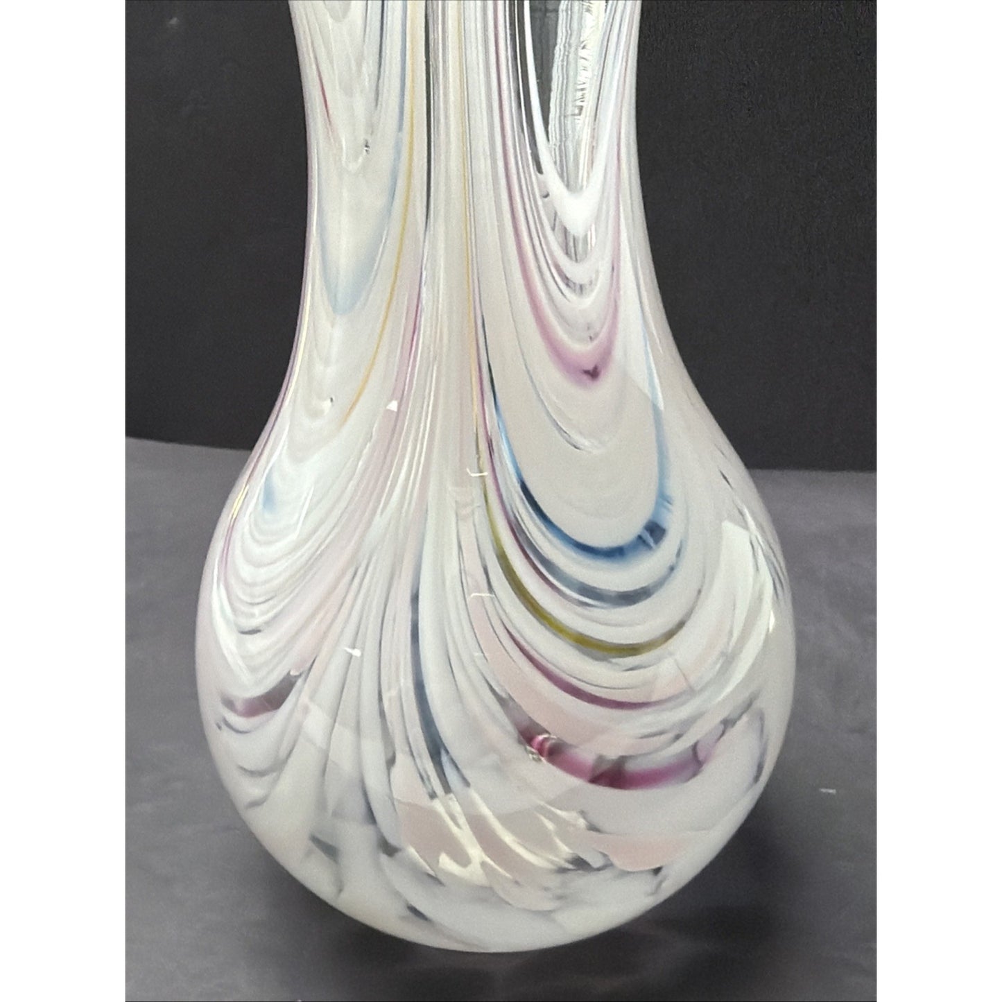 Adrian Sankey Studio Art Glass Vase Pink White Abstract Hand Blown Sticker