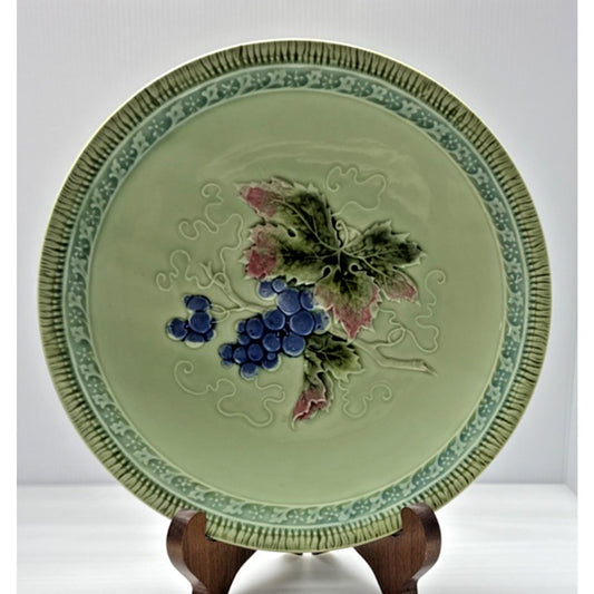 Old Zell Harmersbach Majolica Germany Grapes Leaves Hand Painted Green #114