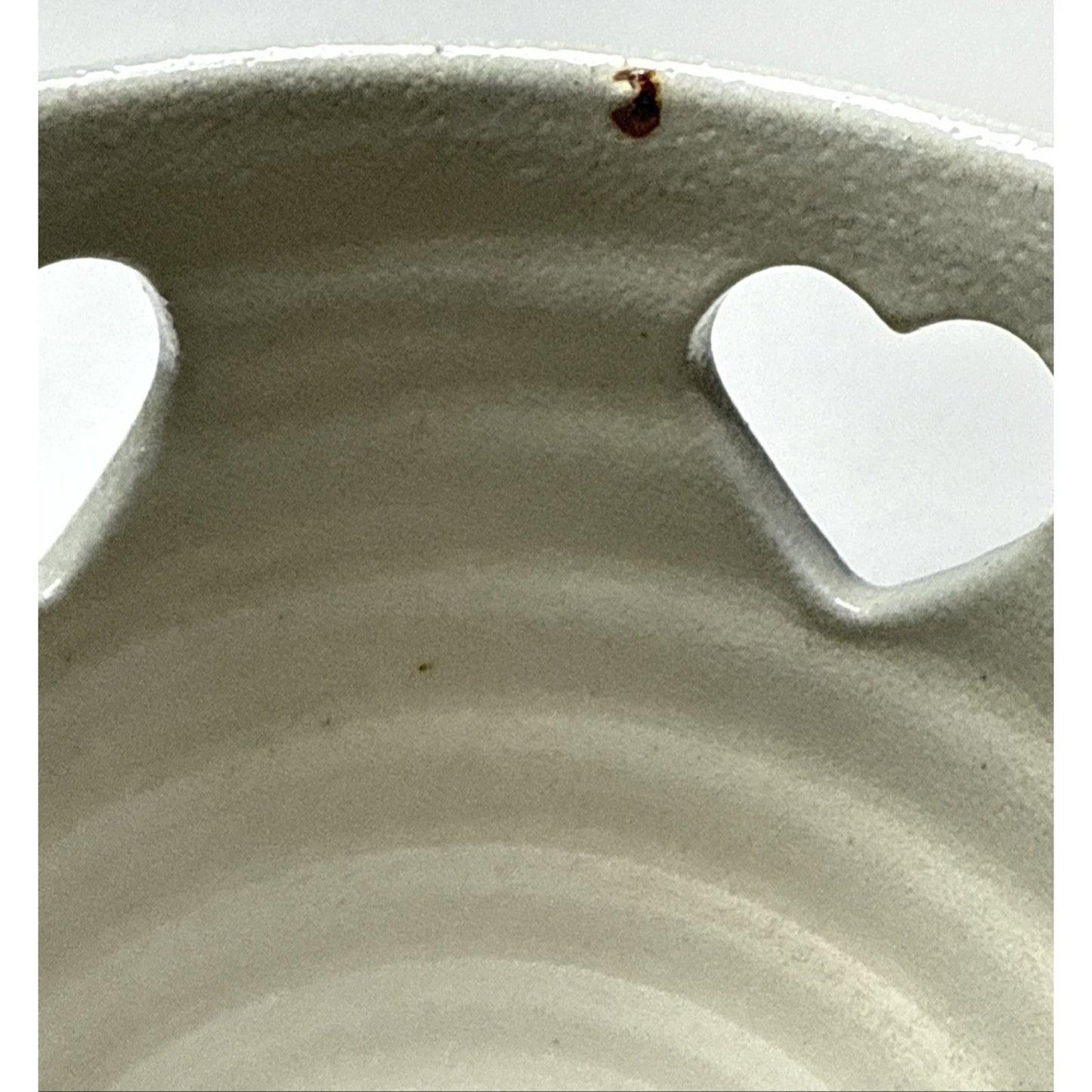 Vintage Eldreth Pottery Salt Glaze Reticulated Heart Crock Bowl Candle Holder