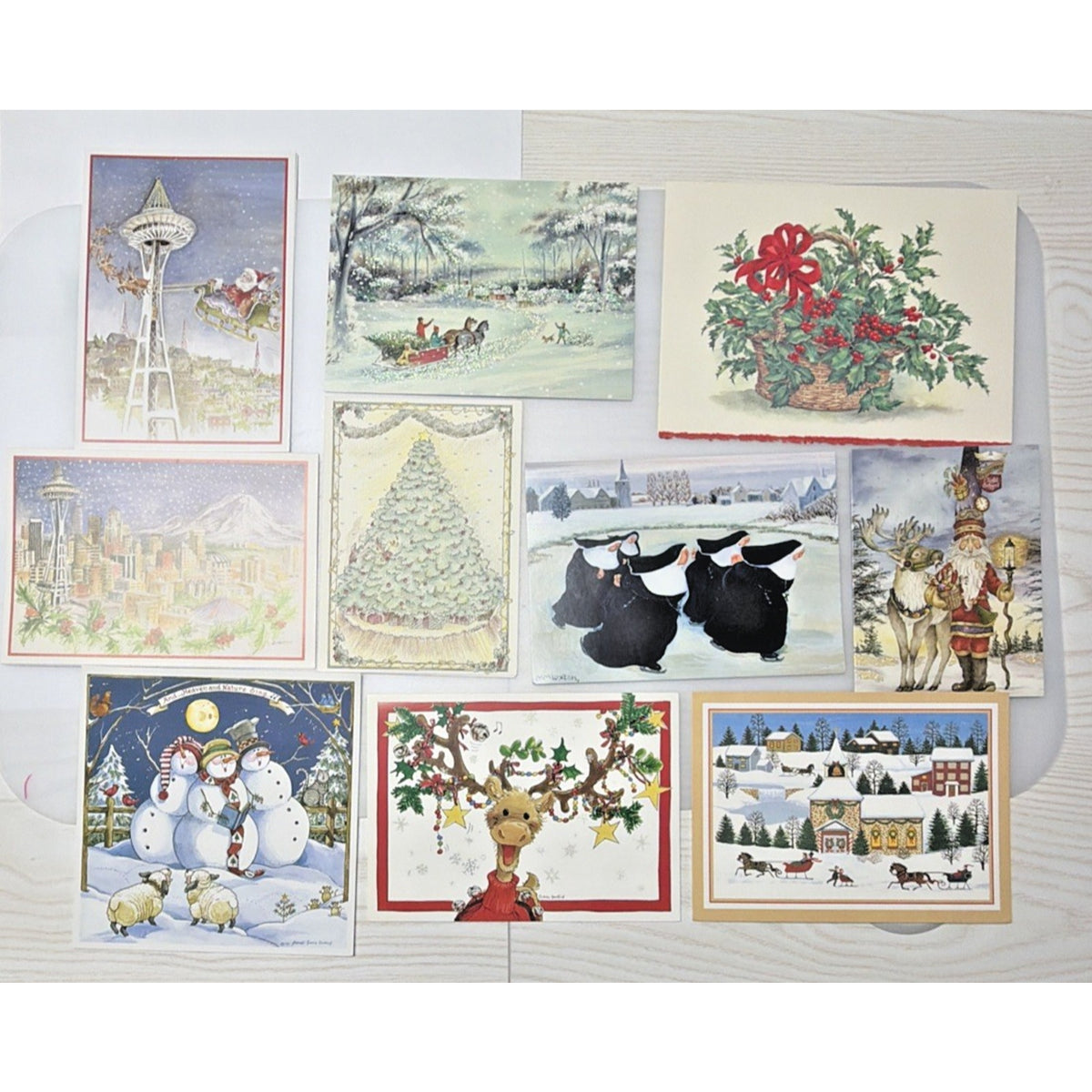 Vtg Lot of 10 Christmas Cards Sunshine Century Toole Zoo Gore Clementson Loxton