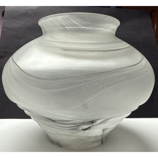 MCM Germany Marble Art Glass Ribbed Vase Smokey Rings Abstract Swirl As Is