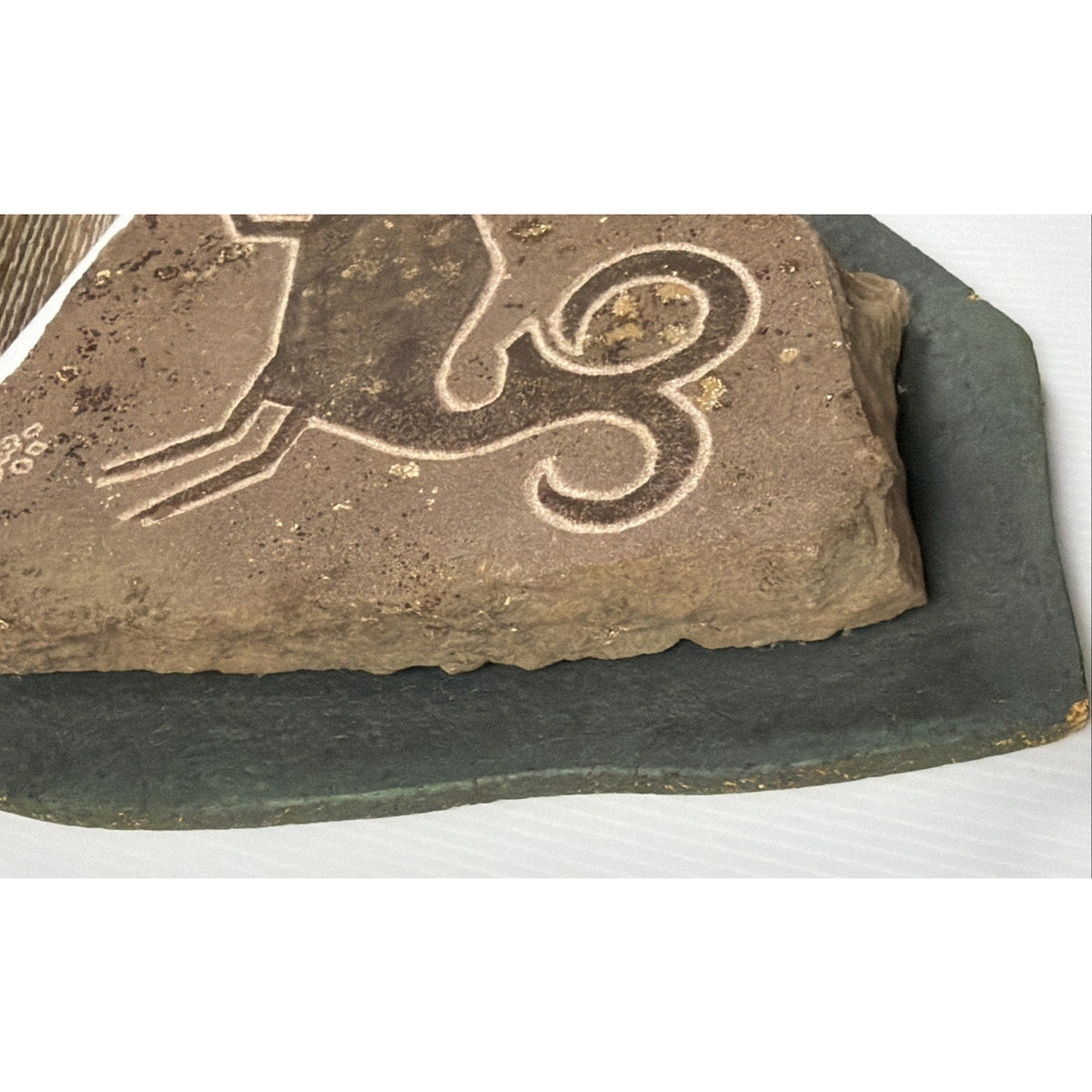 Vtg Pete Cattermole Studio Bighorn Sheep Ram Petroglyph Stone Handmade Plaque