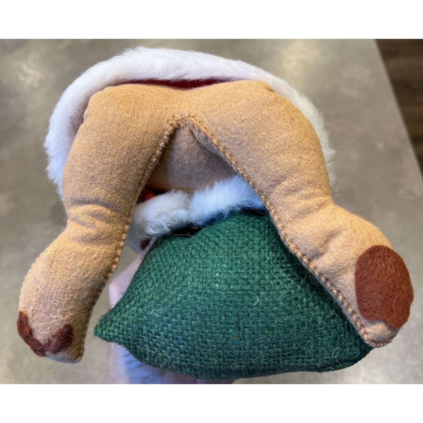Vintage Annalee Doll Santa Bear Burlap Bag Jolly Christmas
