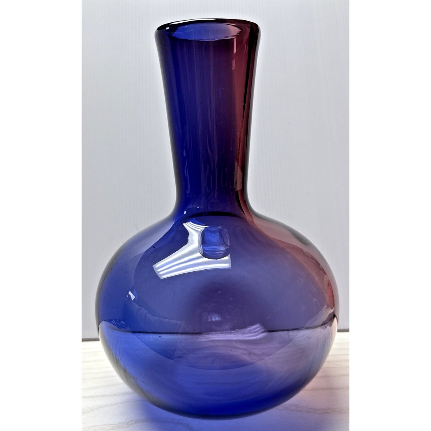 MCM Poland Art Glass Vase Abstract Dual Color Purple Amethyst Blue As-Is