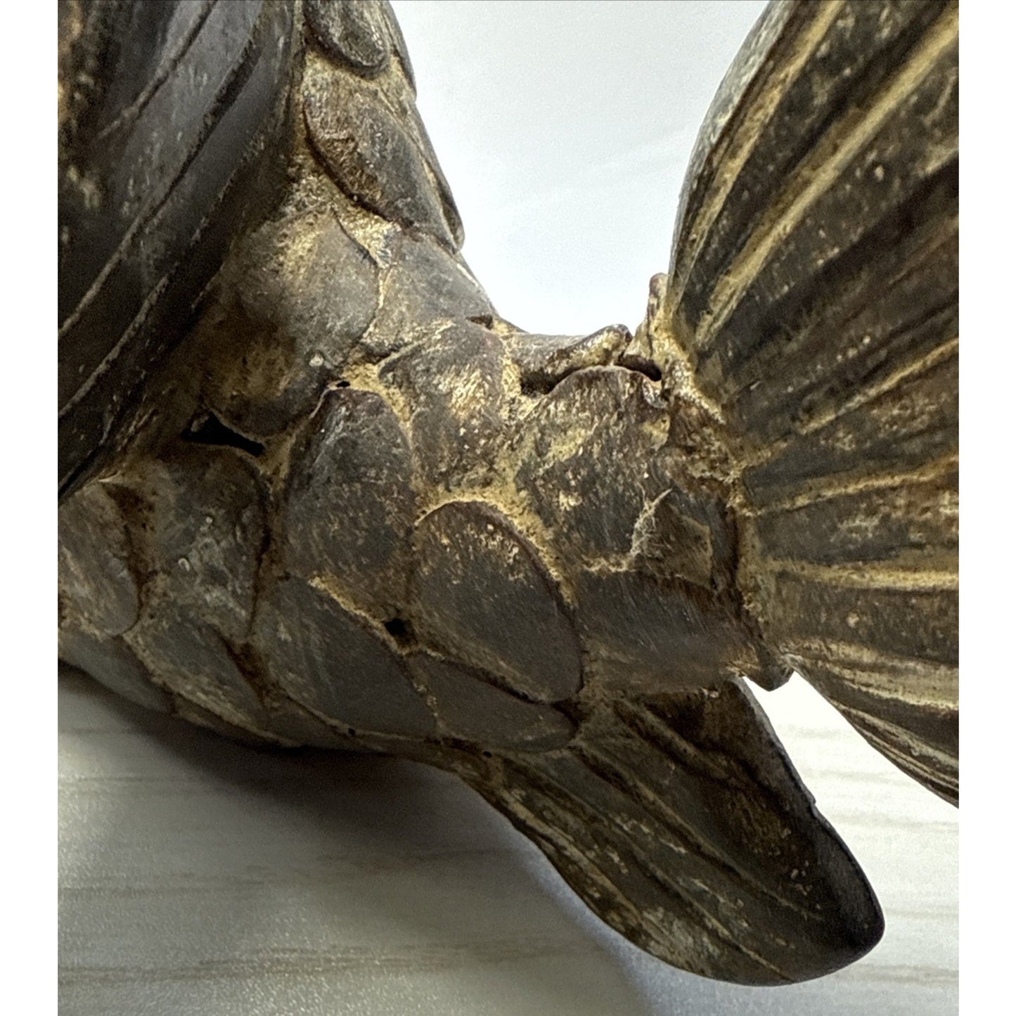 Vintage Asian Inspired Terra Cotta Clay Koi Carp Fish Sculpture Vase As Is