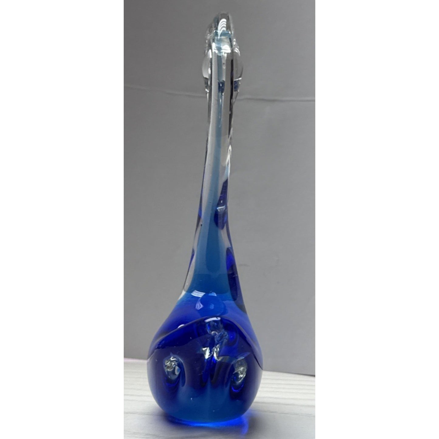 Vtg Murano Sommerso Art Glass Swan Long Neck Figurine Cobalt Blue Paperweight