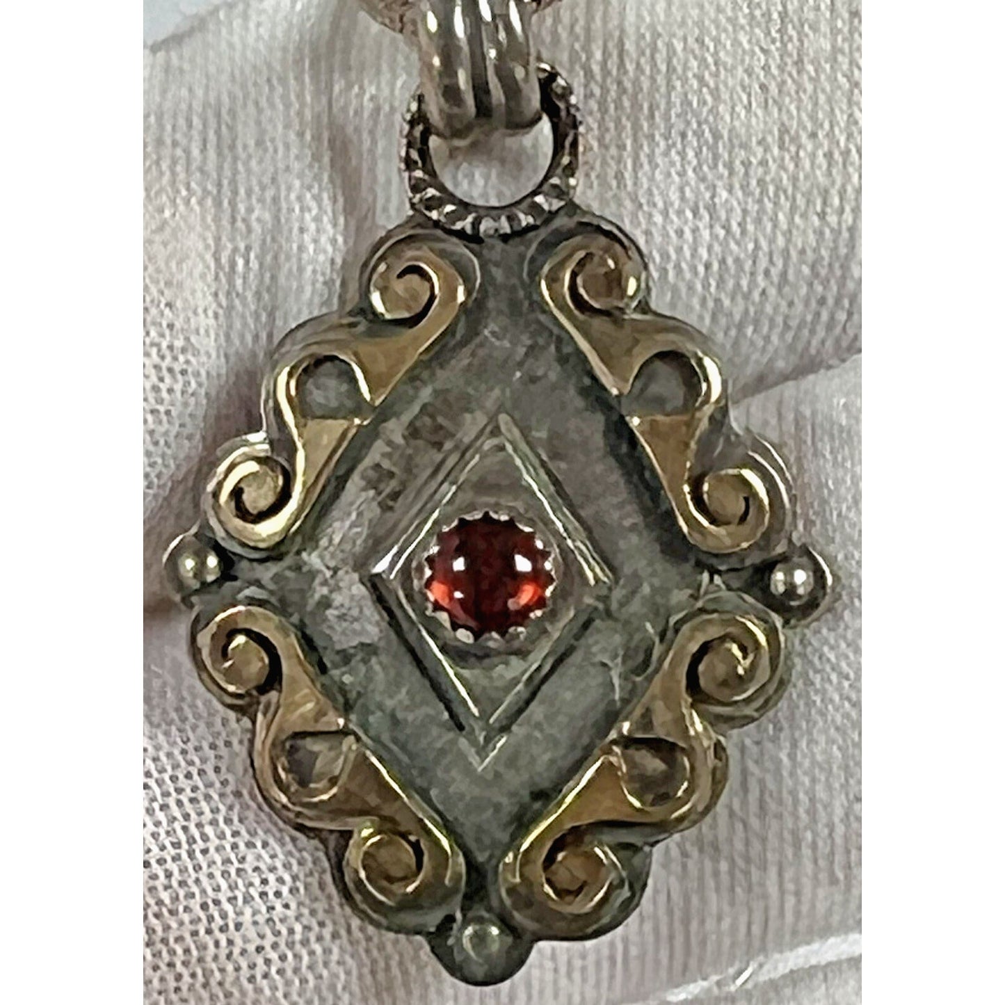Reflective Jewelry Ravena 14k Sterling Silver Pendant Snake Eye Garnet Necklace