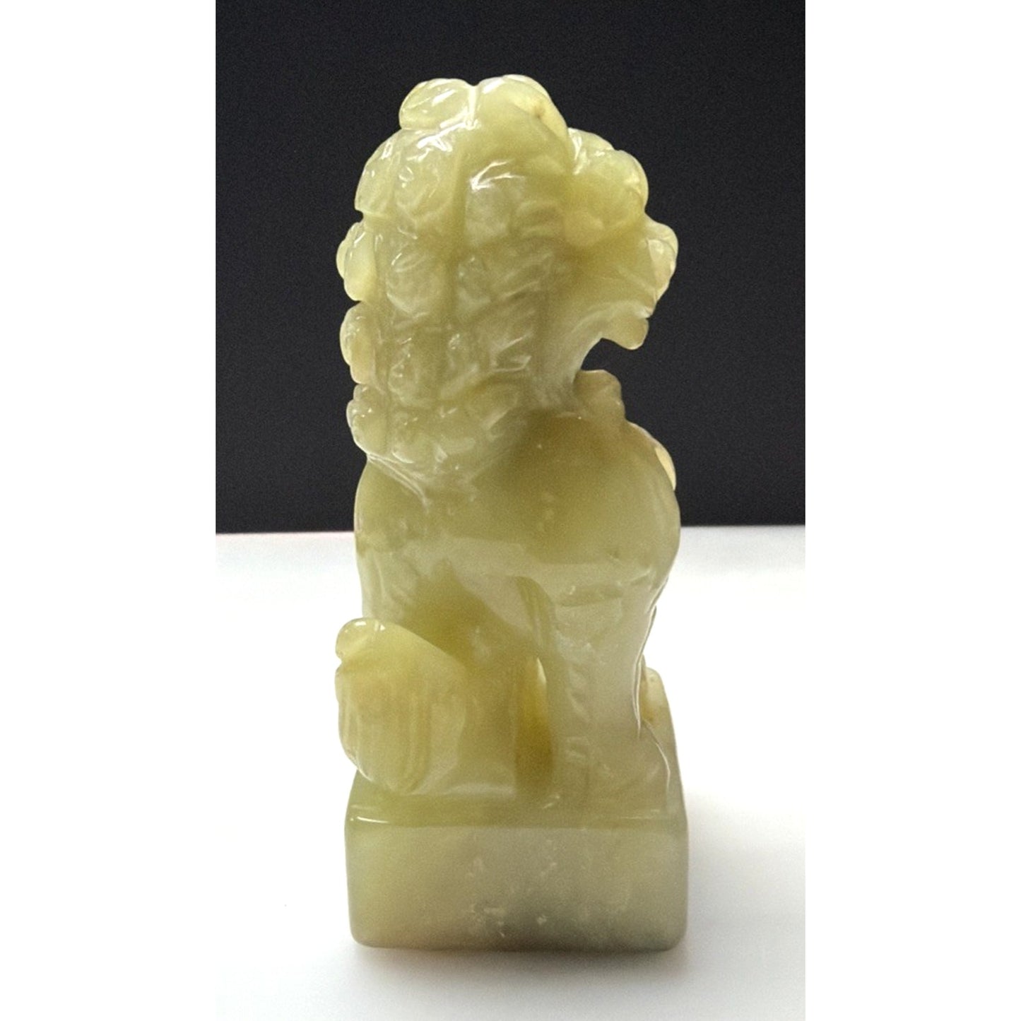 Vintage Carved Green Stone Jade Foo Dog Stamp Seal Box Personalized As Is Read