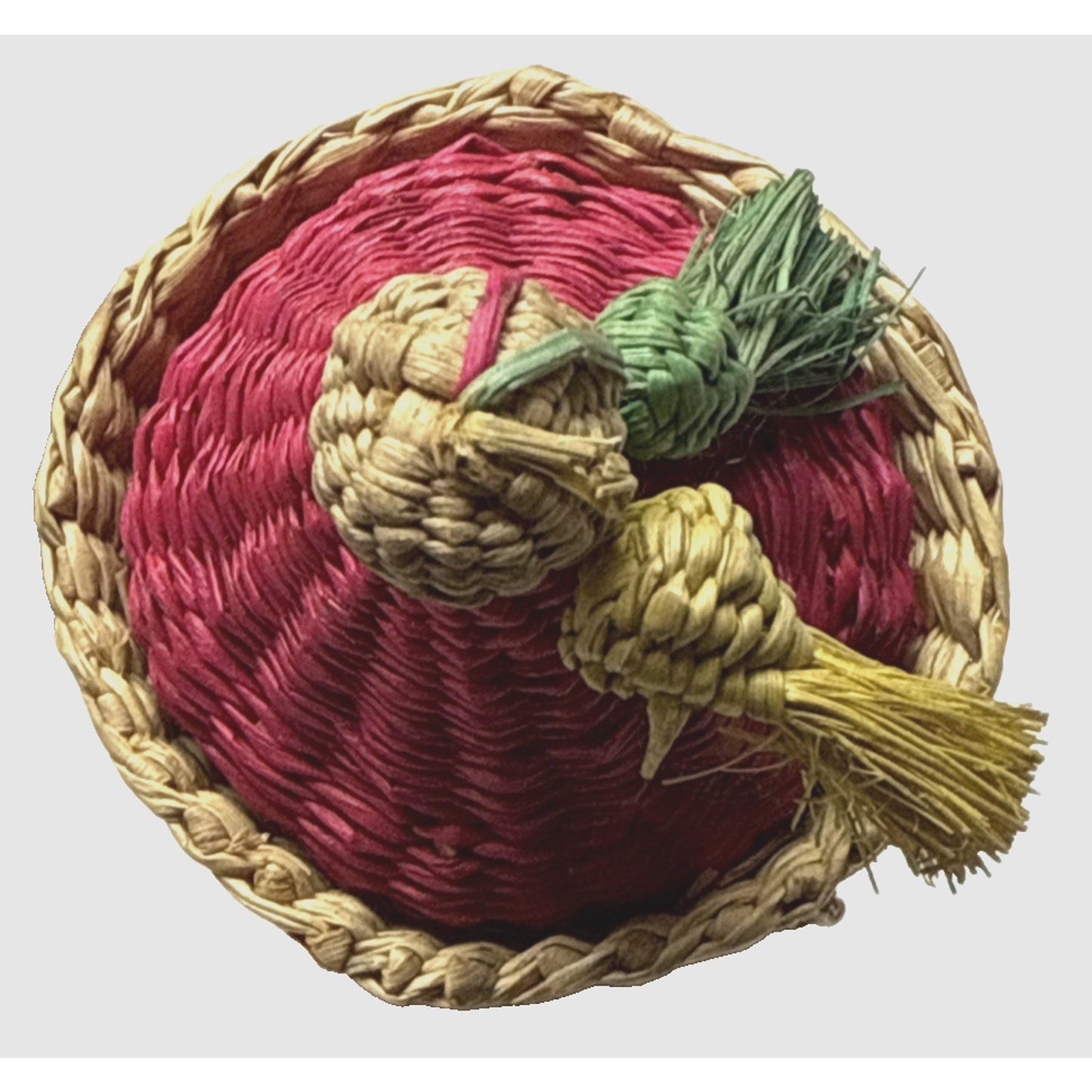 Vintage Santa Christmas Ornament Woven Straw Wicker Bells Peruvian As-Is