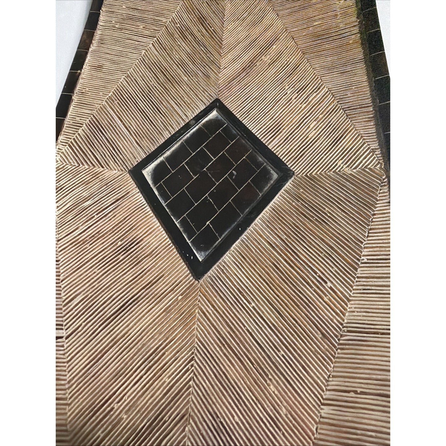 Austin Kinder Collection Inlay Rattan Shield Large Footed Tray Handles