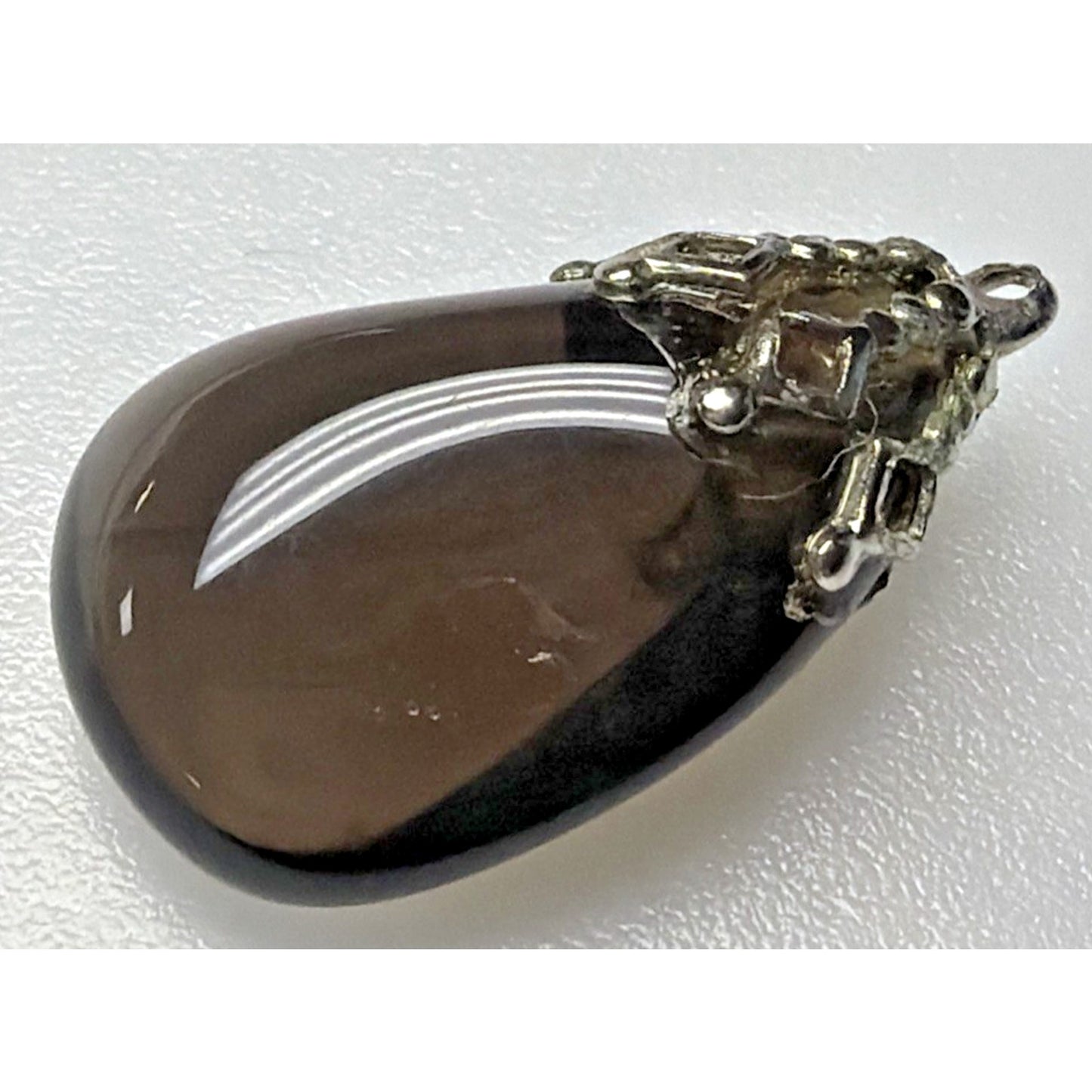 Vintage Tumbled Polished Smoky Quartz Gemstone Pendant Hand Made As Is
