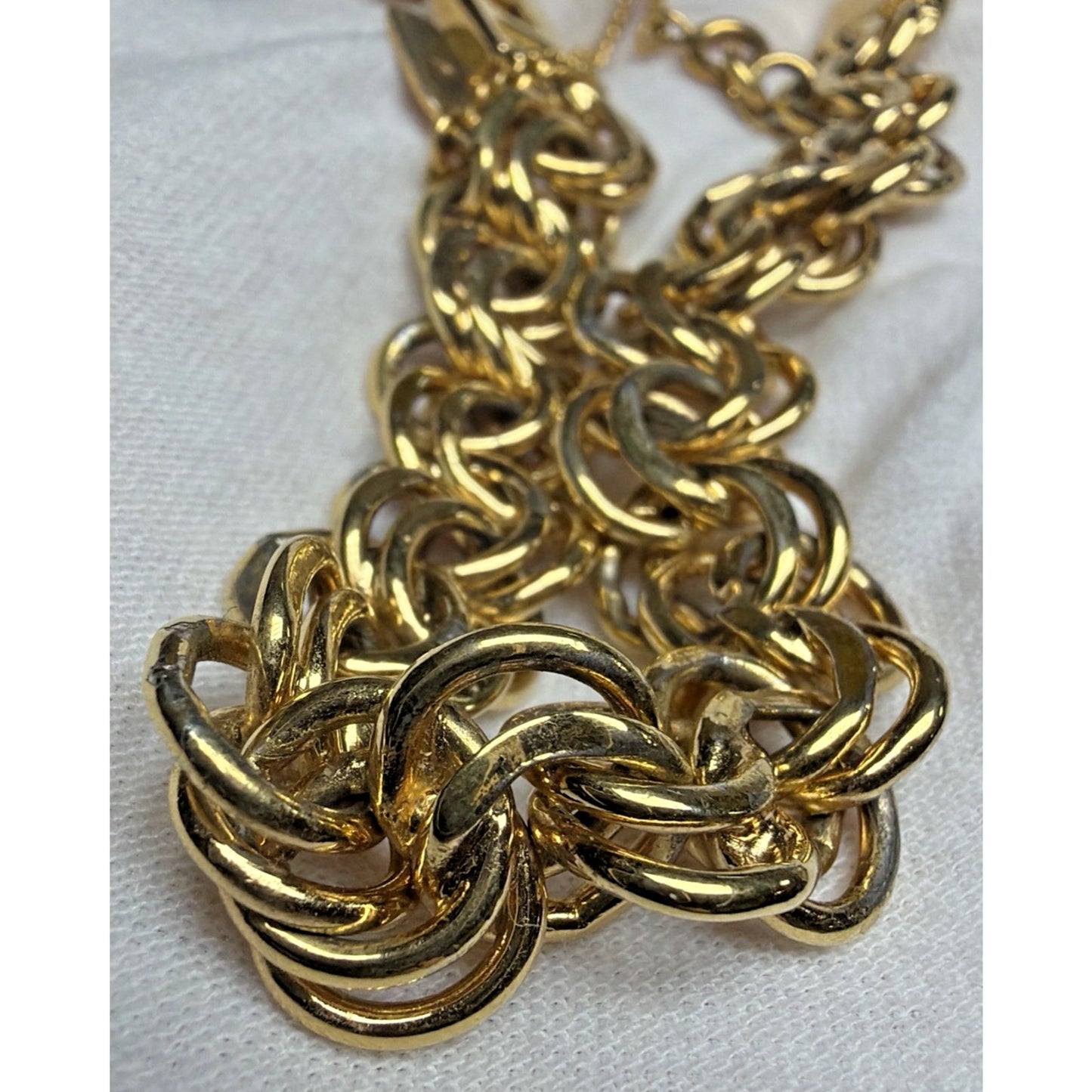 Vintage Monet Gold Tone Double Chain Link Bracelet Safety Chain Clasp