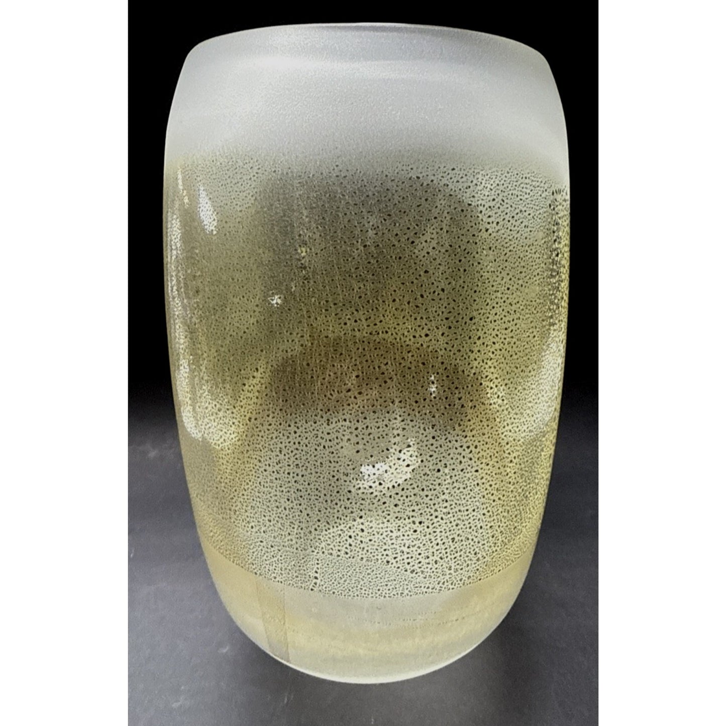Murano Contemporary Rialto Acidato Gold Leaf Band Glass Vase Vessel Clear As-Is