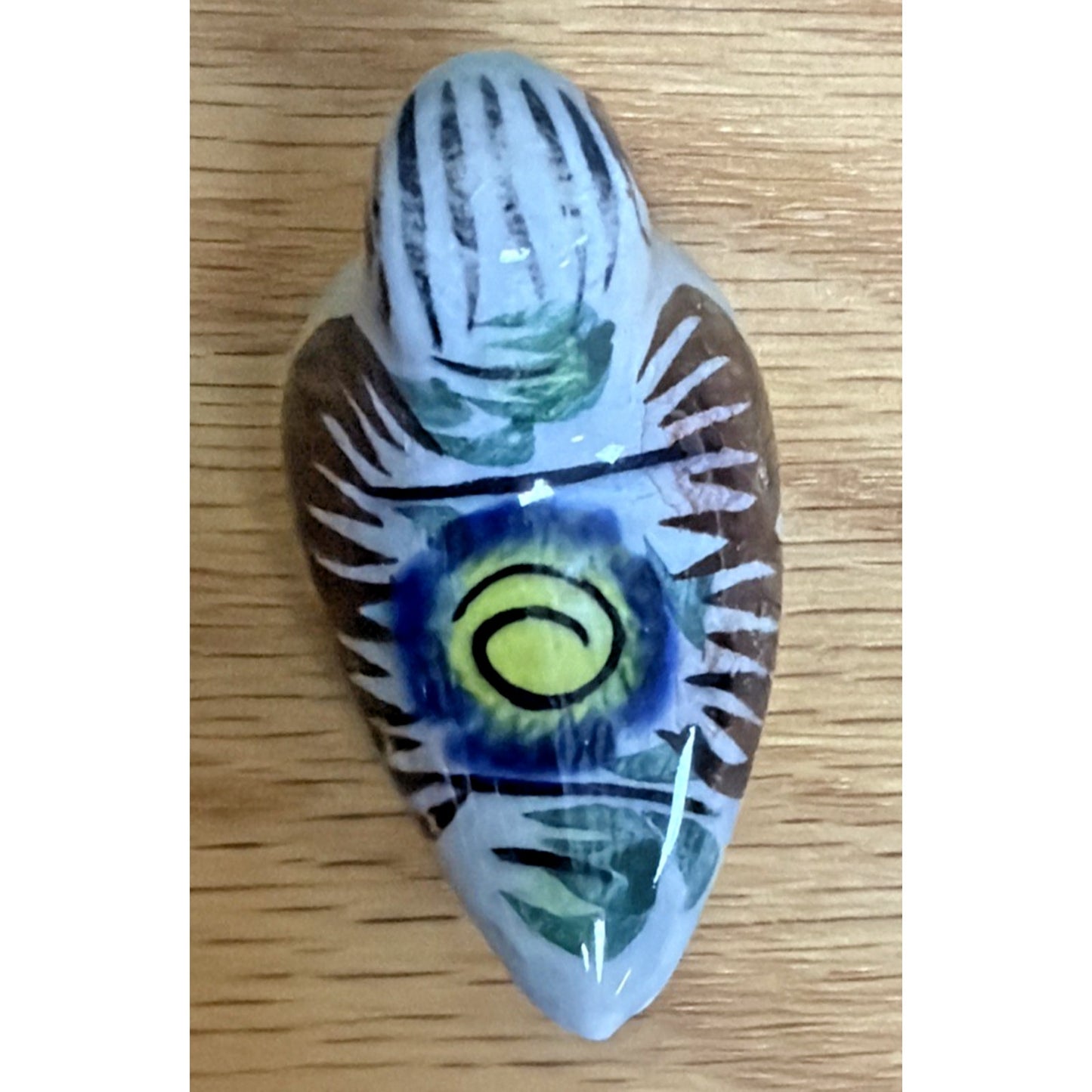 Vtg Mexican Tonala Pottery Mini Bird Hand Painted Glazed Floral Signed As Is