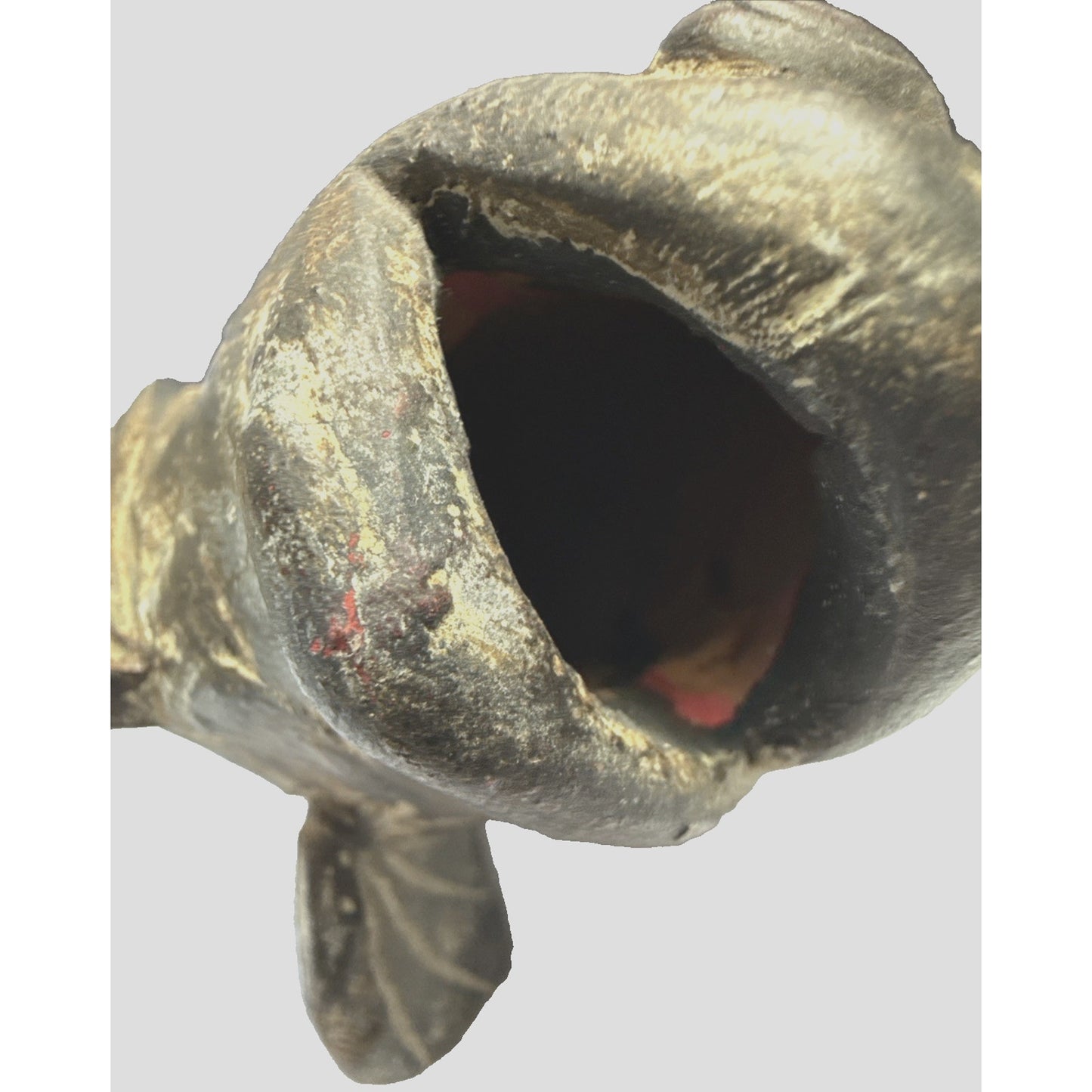 Vintage Asian Inspired Terra Cotta Clay Koi Carp Fish Sculpture Vase As Is