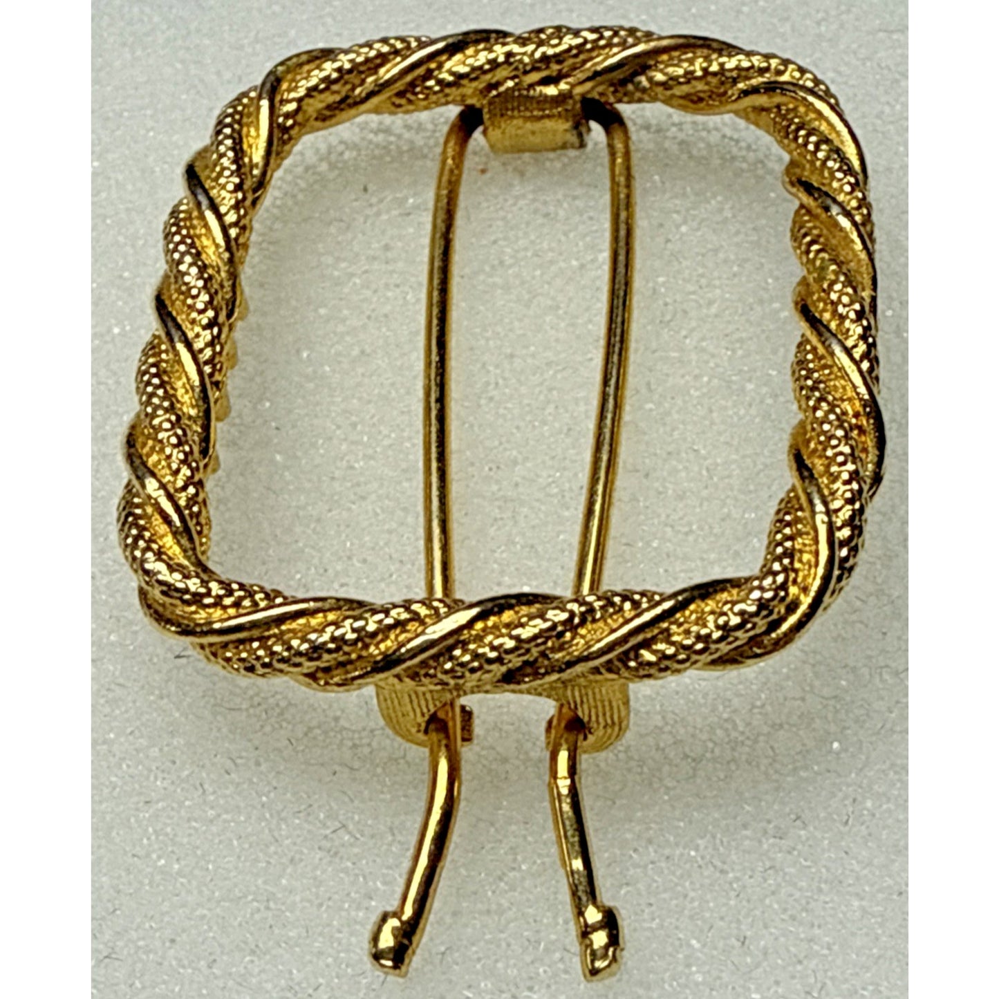 Vintage Twisted Rope Gold Tone Metal Hair Barrette Square