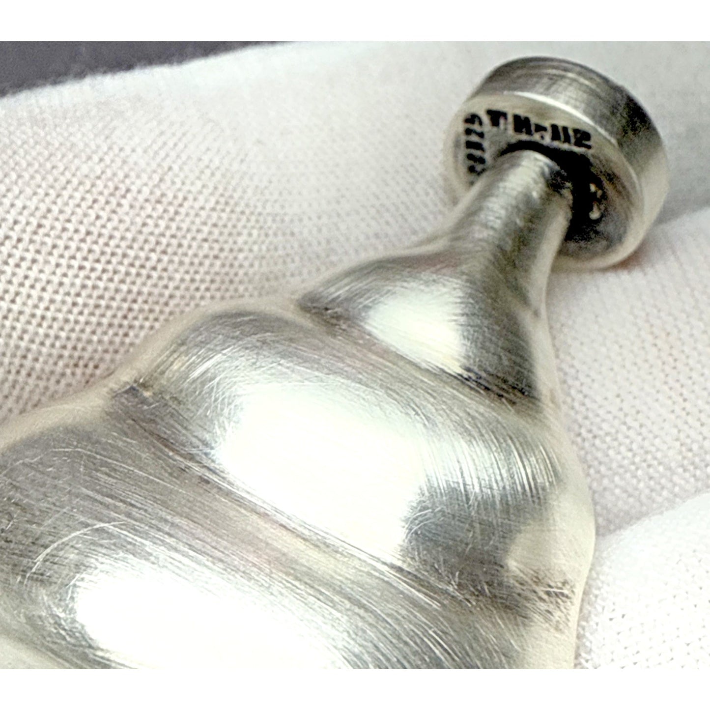 Taxco Sterling Silver TH-112 Mini Perfume Bottle Modern Blue Cabochon As Is