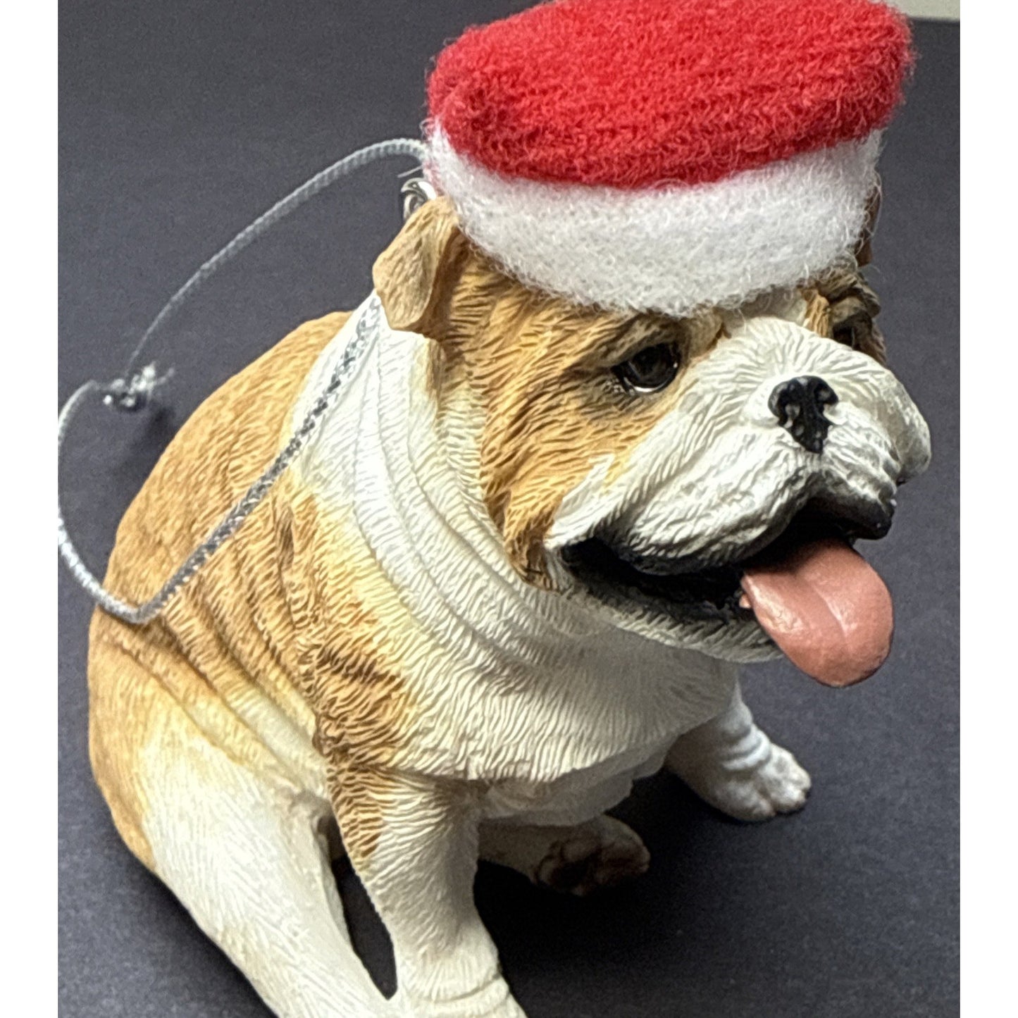 Vintage Sandicast Bulldog Puppy Dog Fawn Ornament Hat Box