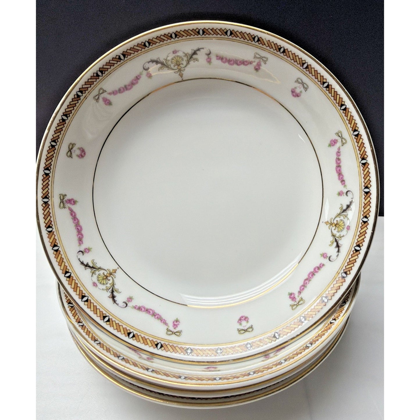 Lot of 4 HC Selb Bavaria Heinrich Co Fruit Dessert Bowls Pink Swag Roses White