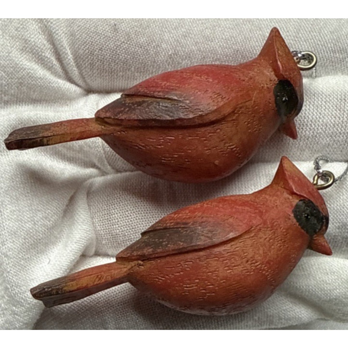 Vintage Lot of 3 Cardinal Ornaments Small Mini Resin Red Bird