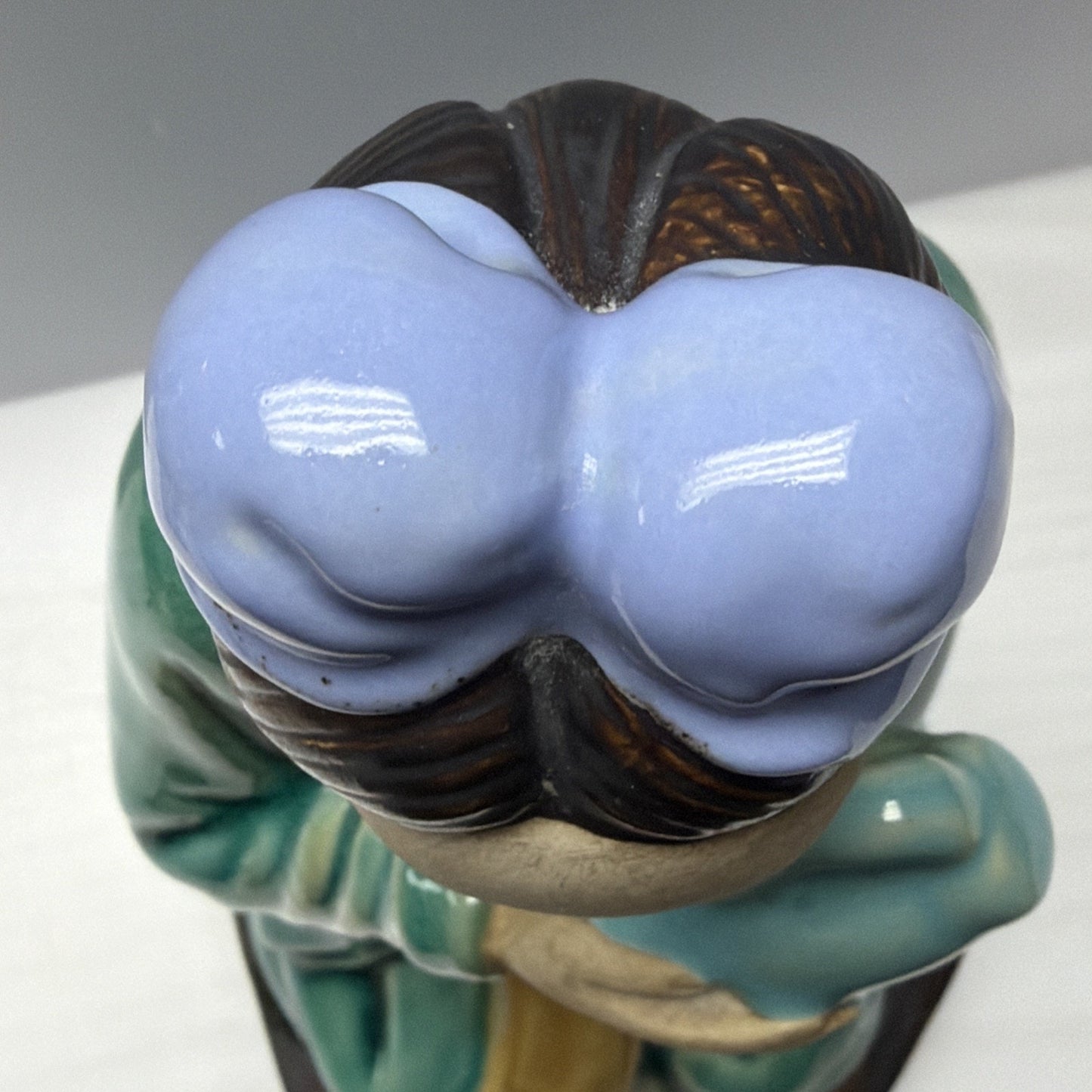 Shiwan Mudman Pottery Chinese Celadon Glazed Woman Sculpture Pitcher Bow
